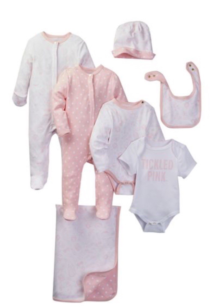 NWT Kate Spade Baby 7pc Bodysuit Shirt Hat Bib Blanket Gift Set 9m NEW Polka Dot