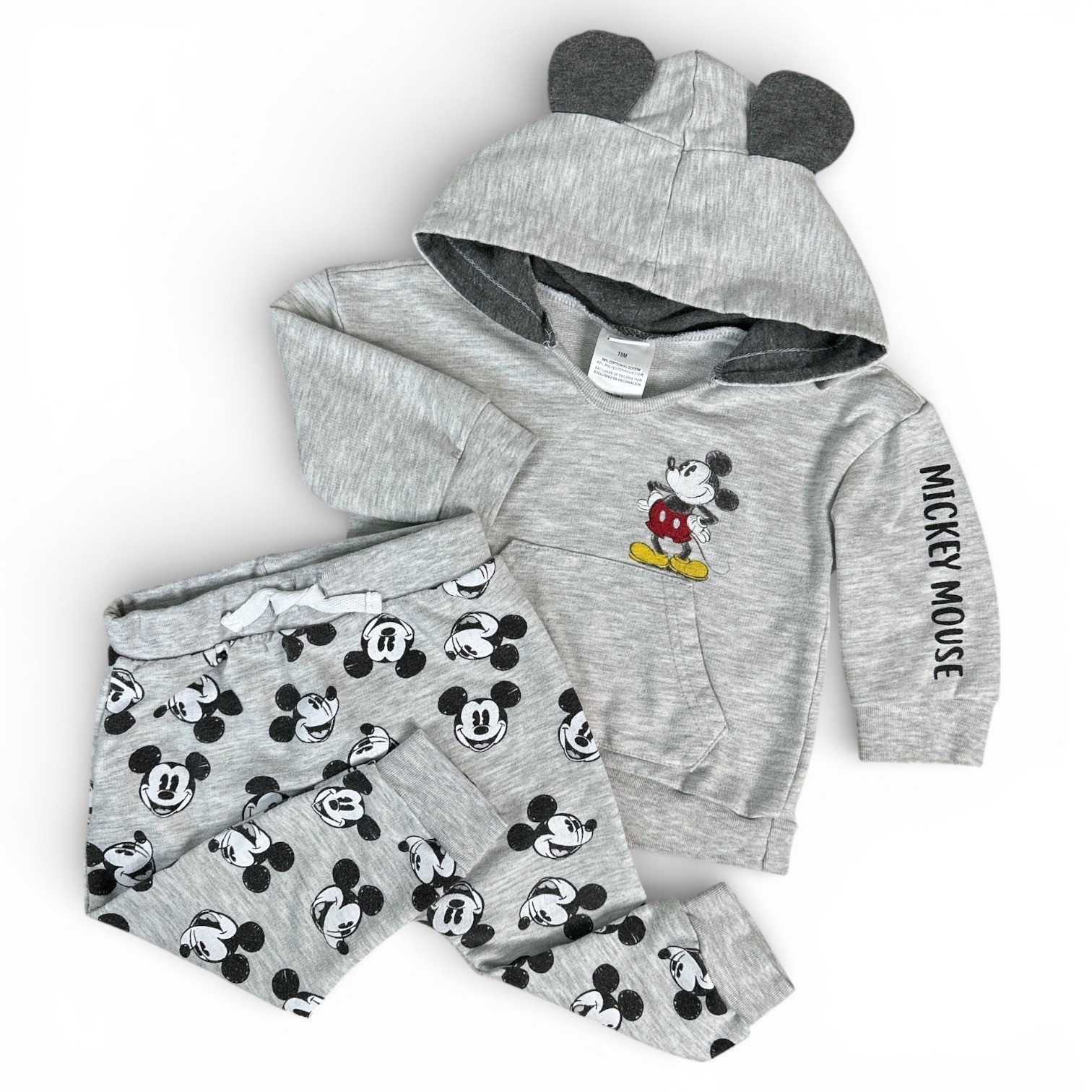 Disney Baby Mickey Mouse Hoodie and Joggers Set Gray 18M 3D Ears RN16435