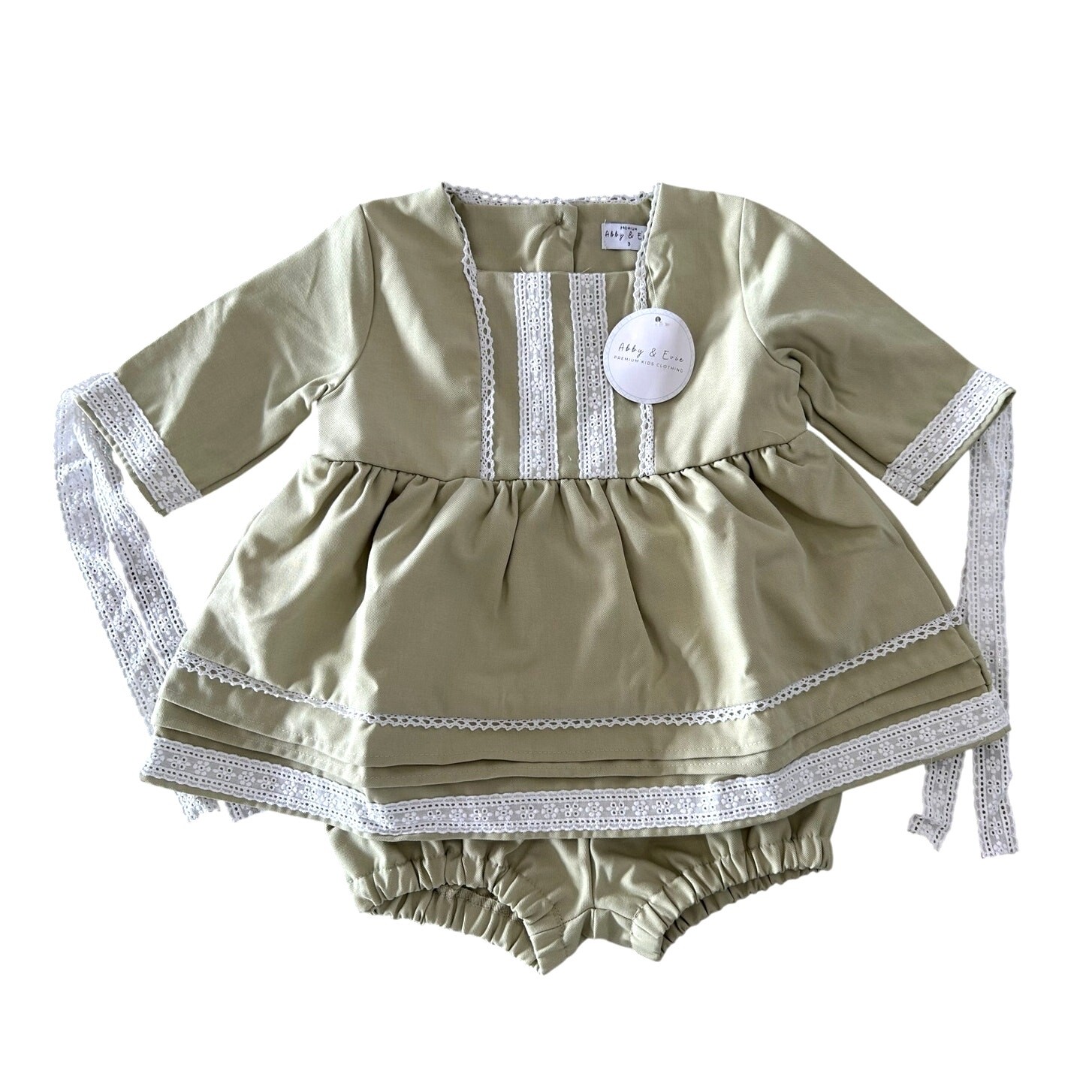 NWT Abby & Evie Top and Bloomer Set, Sage Green, Toddler Girl Size 3