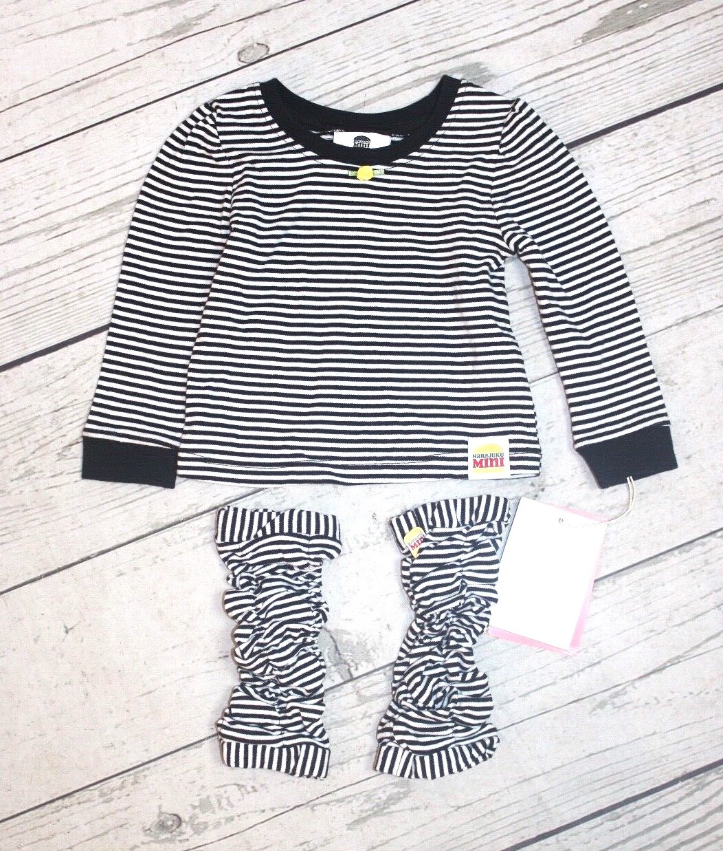 NEW ~ Harajuku Mini x Target – Tee & Leggings Blaks / White Stripe Sz 12Mos
