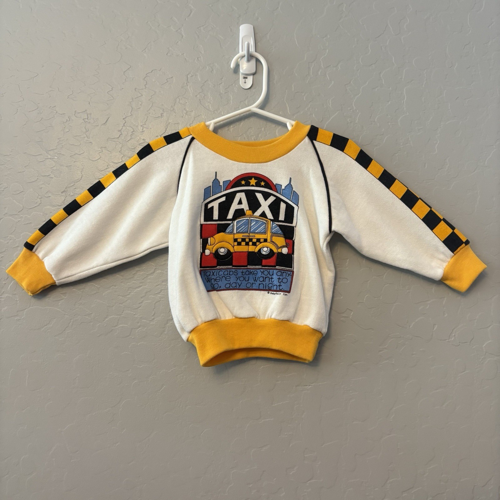 Babyfair vintage puffy taxi cab yellow checkered two piece baby sweatsuit 24 mon