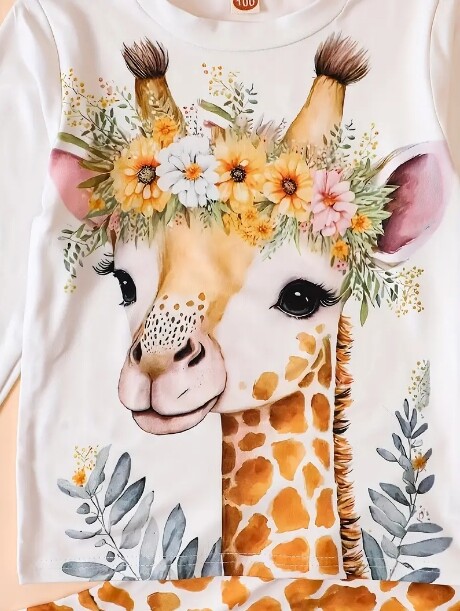 NEW Giraffe Girls Long Sleeve Bell Bottoms Outfit Set
