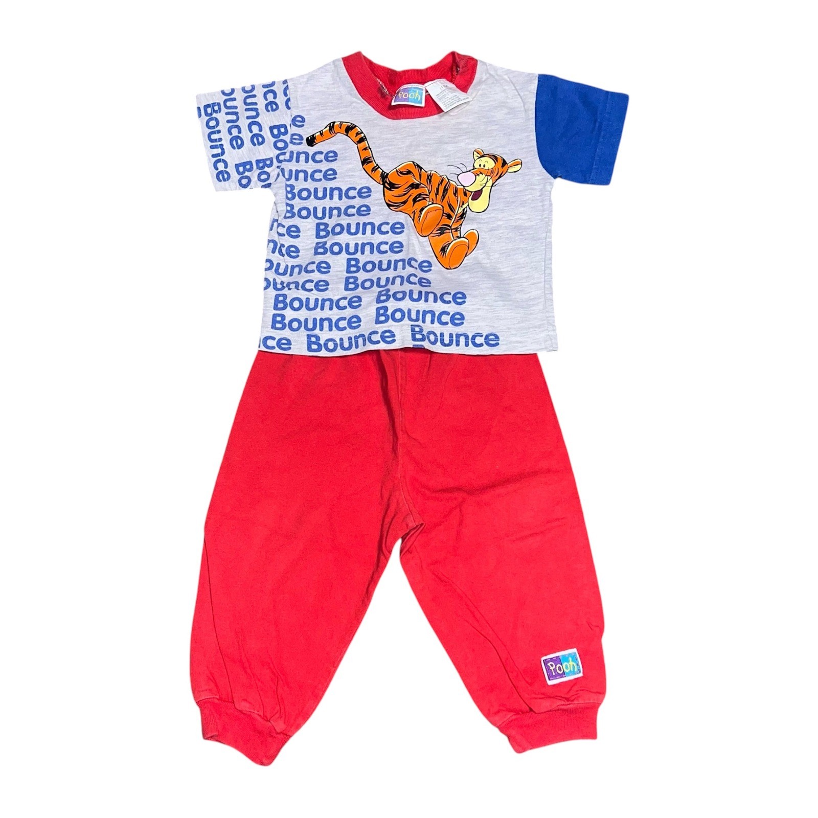 Vintage Disney Winnie The Pooh Tigger Outfit Set 18M Red Blue 2pc Pants Shirt