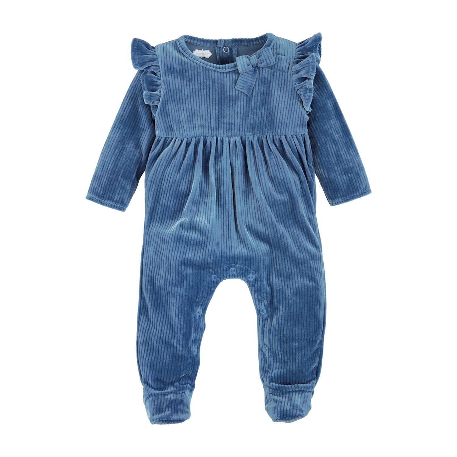 Mud Pie H4 Baby Girl Blue Ribbed Velour Sleeper – 12150101 Choose Size