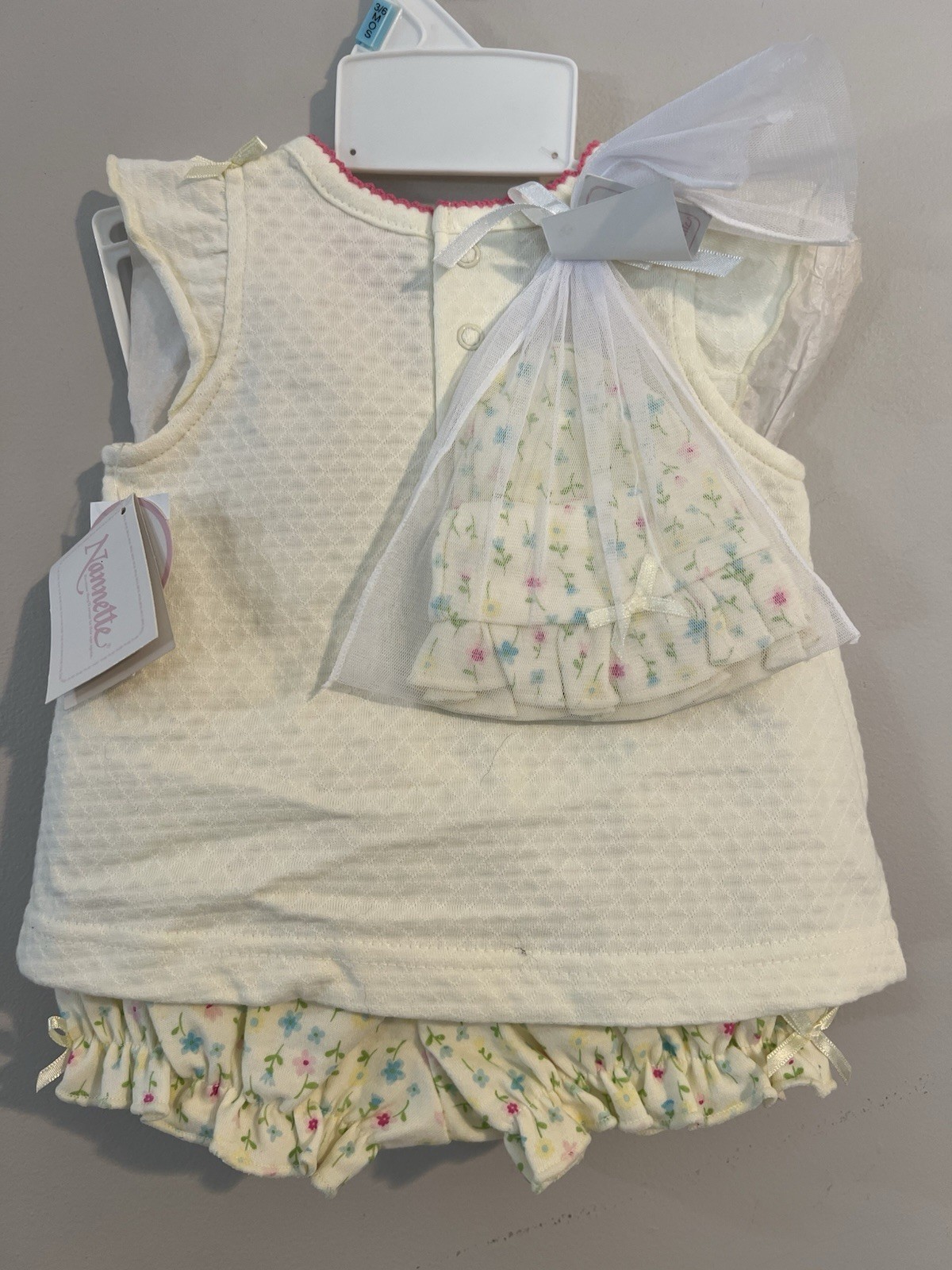 Vintage Y2K Nanette Embroidered Butterfly Floral Outfit Set Size Baby 3/6M