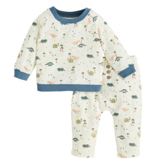 Mud Pie Baby Boy Dinosaur Print Two Piece Outfit Size 6-9 Months NEW