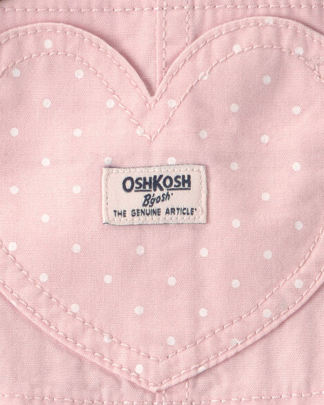 NWT carters Baby Girl Heart Pocket Canvas Shortall – Pink