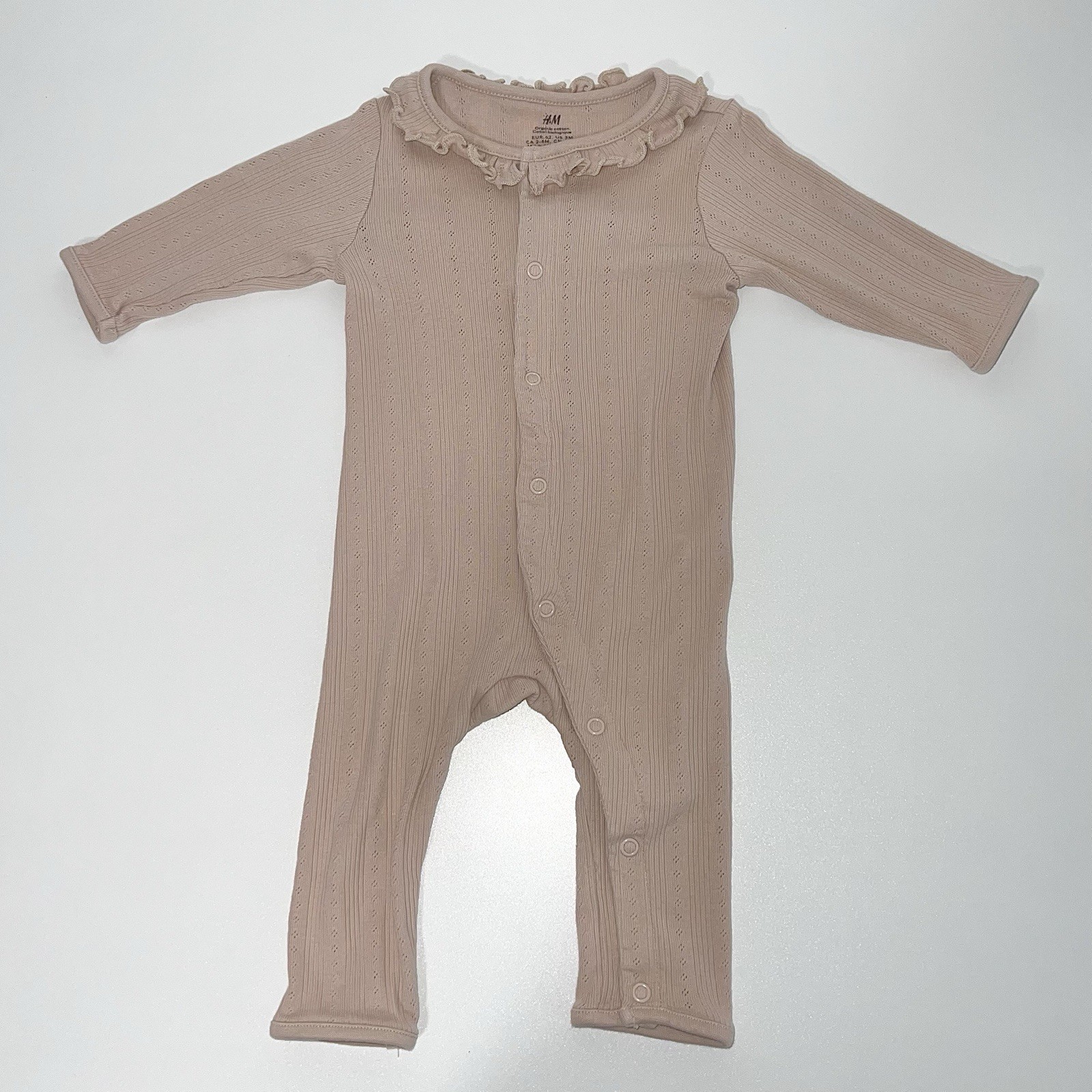 H&M Baby Organic Cotton Ruffle Collar Romper & 2-Piece Set Beige Size 0-3 Months