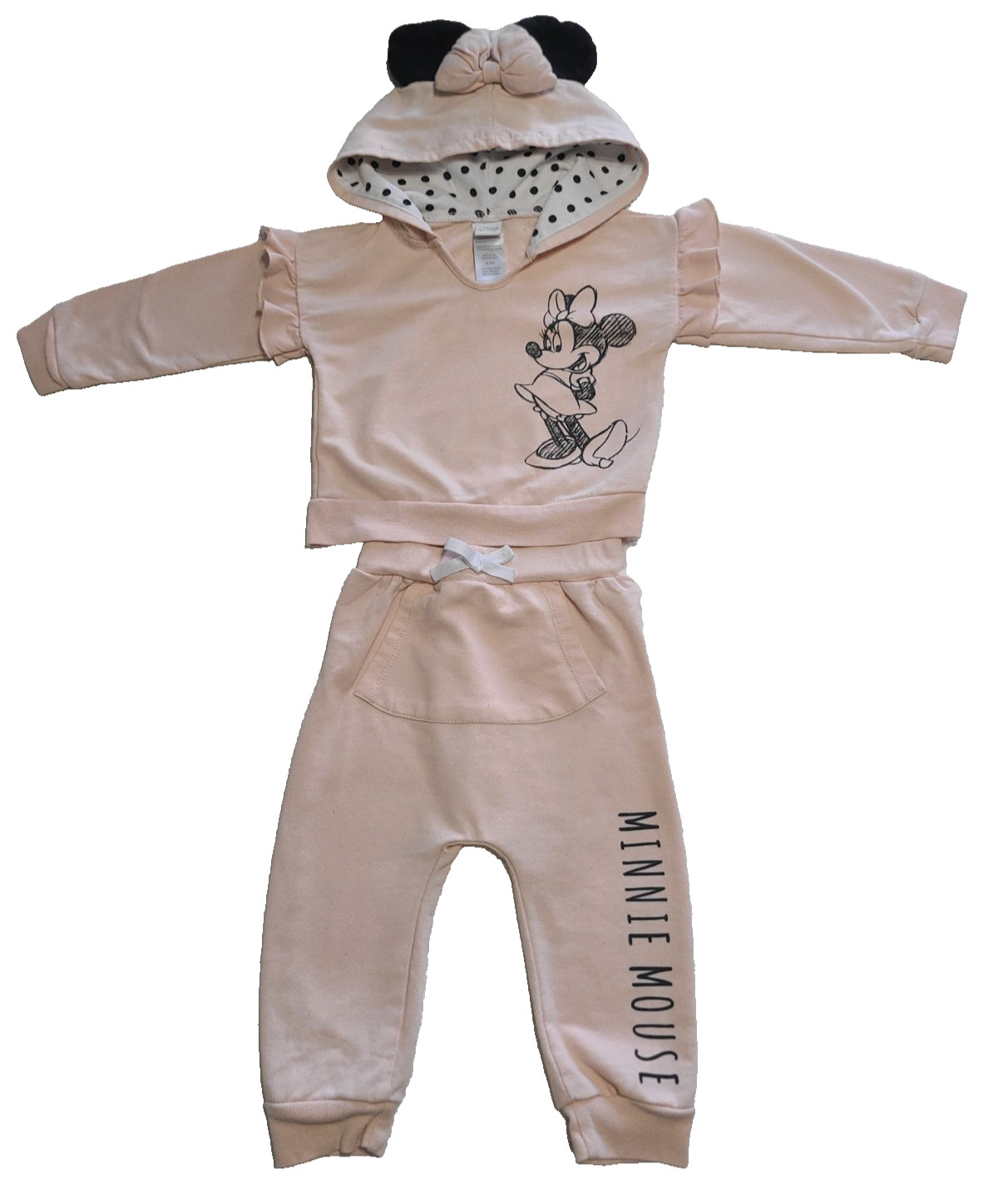 DISNEY Baby Girls Minnie Mouse Set Of Hoodie And Pants SIZE 18 Months Pullover
