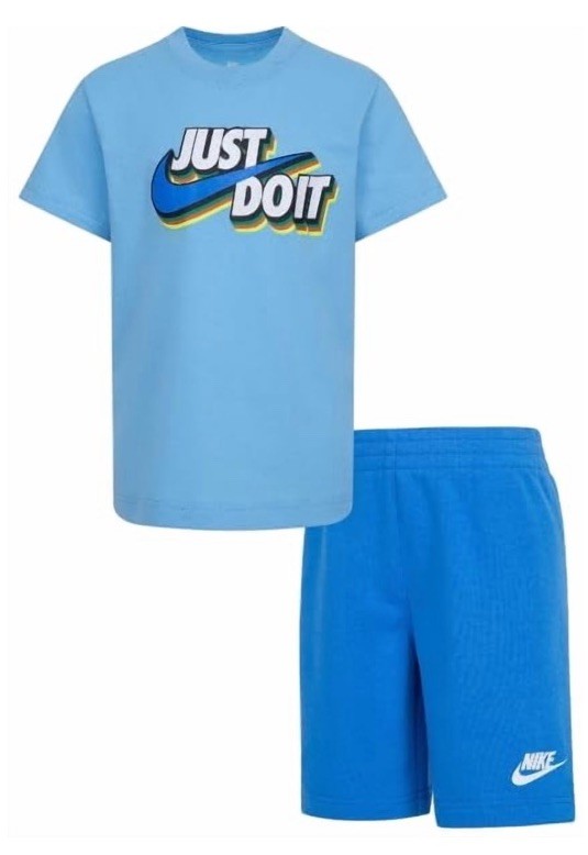 New Nike Toddler Boys Shirt & Shorts Set Size 2T blue Logo Outfit NWT