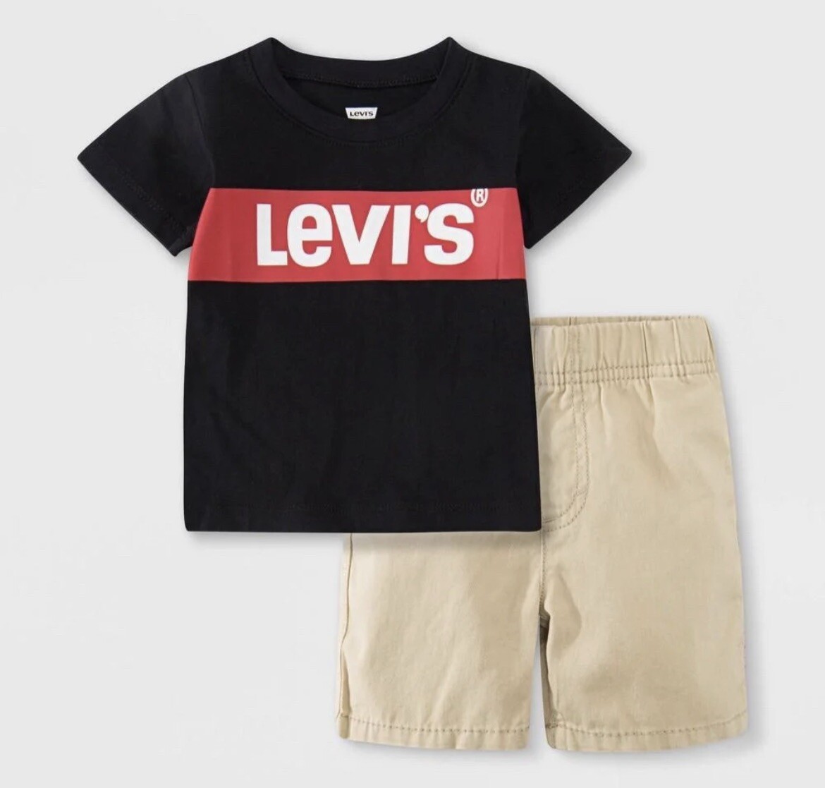 Levi’s Baby Boys’ 2pc Box Tab Short Sleeve Top & Bottom Set- 6 Months- Black