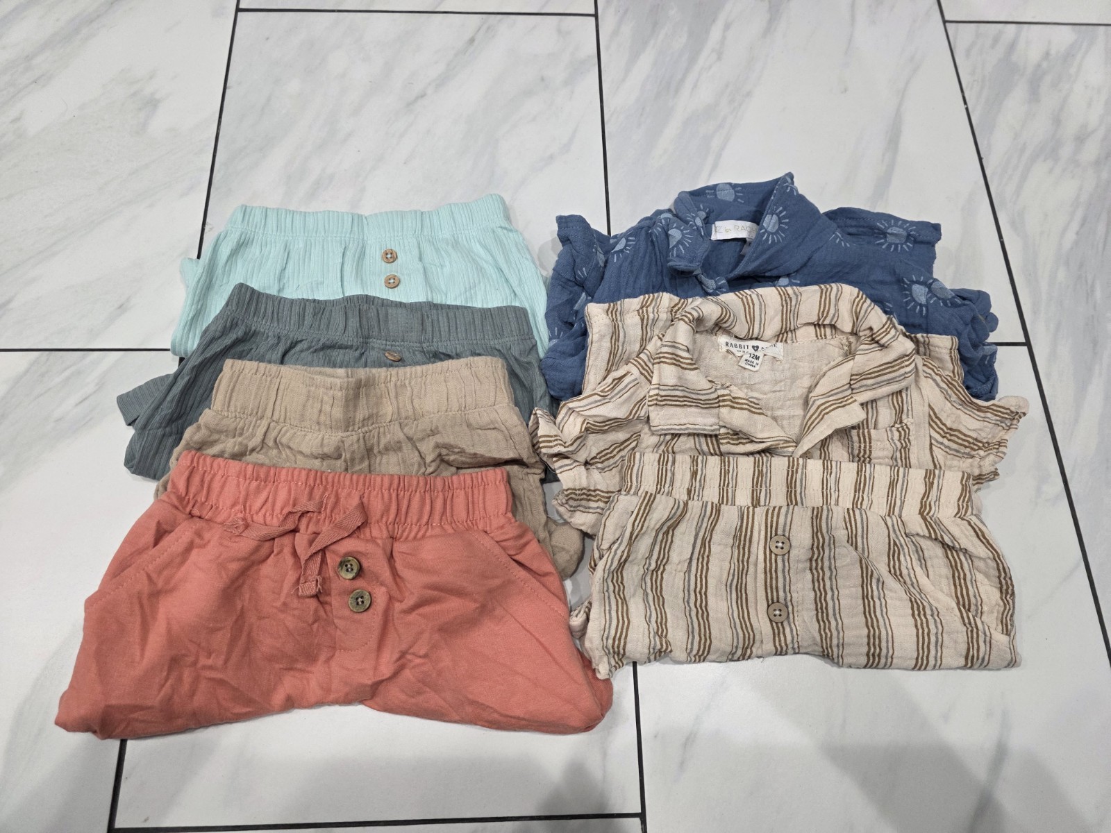 Baby Clothes 9-12 Months Lot 6 Pieces, 4 Shorts, 2 Tops Assorted Brands EUC