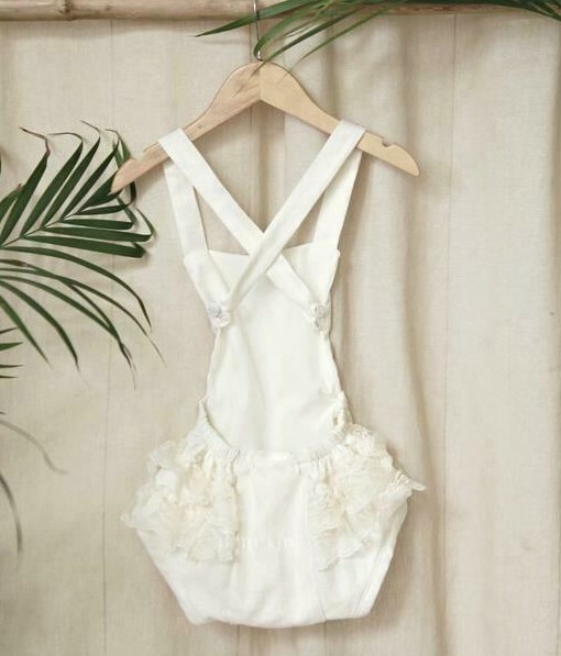NEW NWT Eggshell White Plush Lace/Linen/Cotton Sunsuit-Wild & Fierce 2Y-Fit 2/3Y