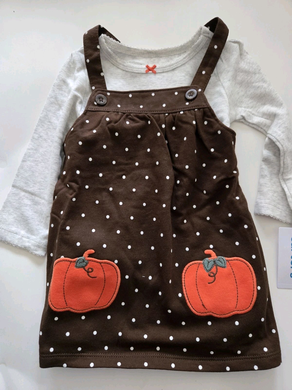 Carter’s Two-piece Thanksgiving Jumper Pumpkin Applique Dress 6 Months