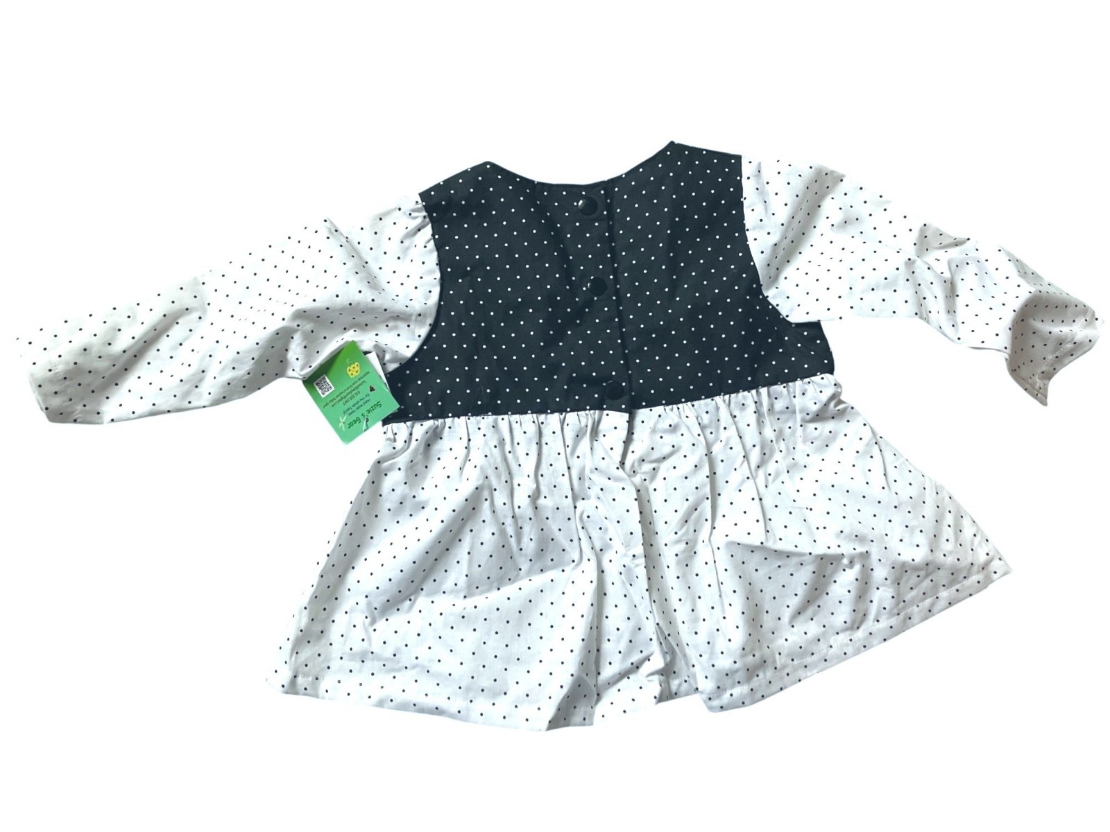 Polka Dot Girls Long Sleeve Top and Pants Set Black and White Size 18 Months