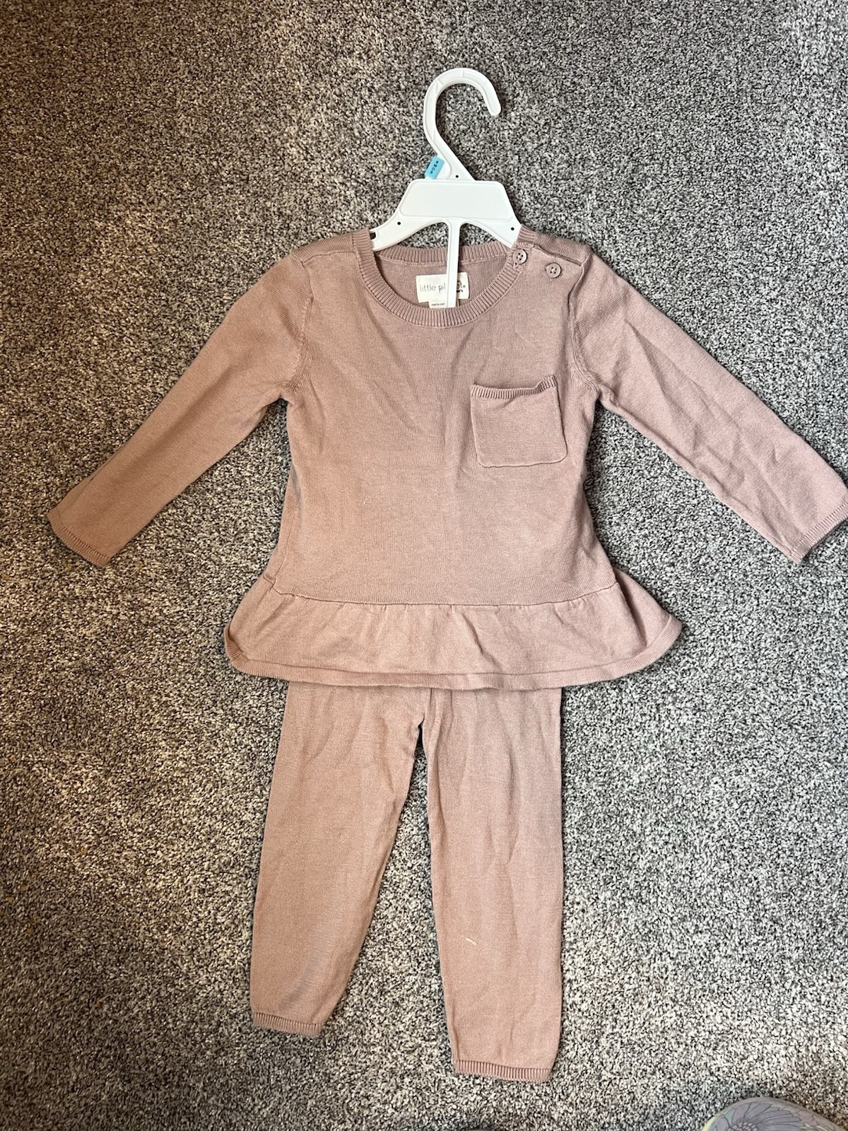 Little Planet by Carter’s Girls 12M 2PC Pink Cotton Knit Top & Pants Set