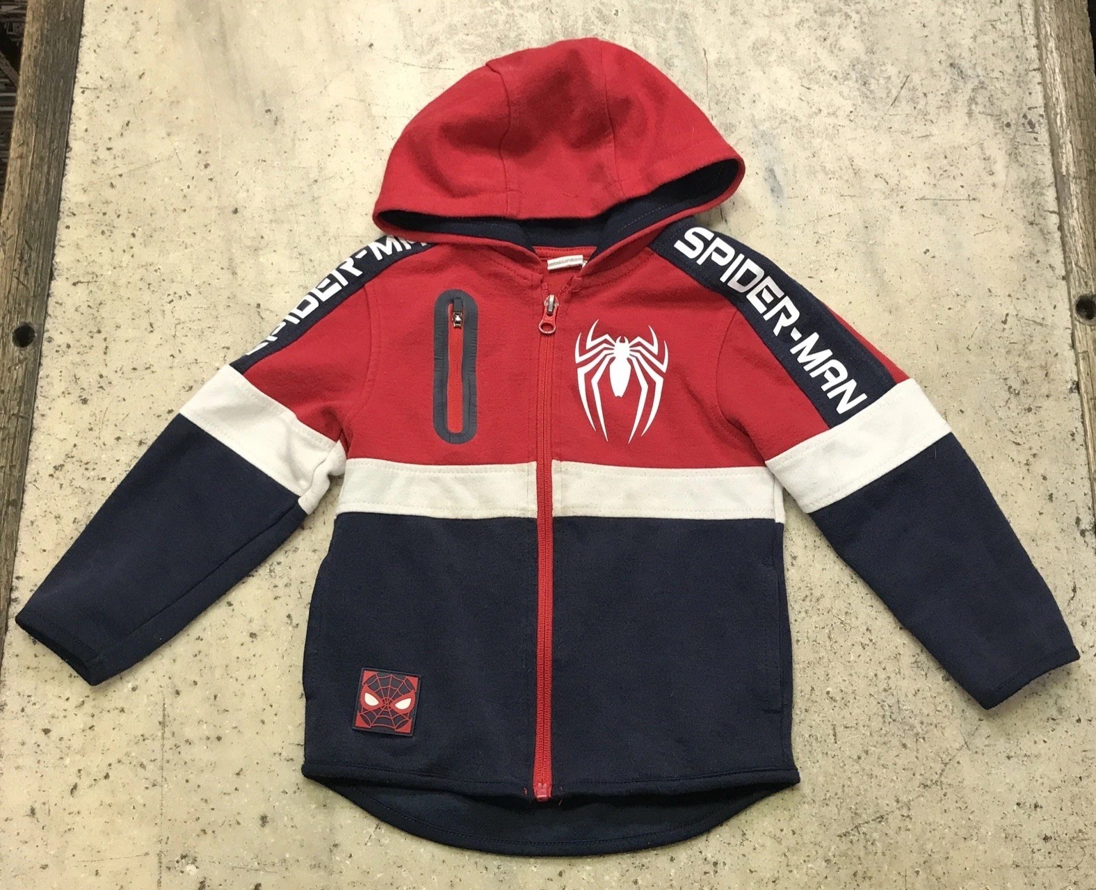 Marvel Spider-man Toddler Hoodie Full Zip W/ Chest Pocket Sz 3T – Red Blue Read