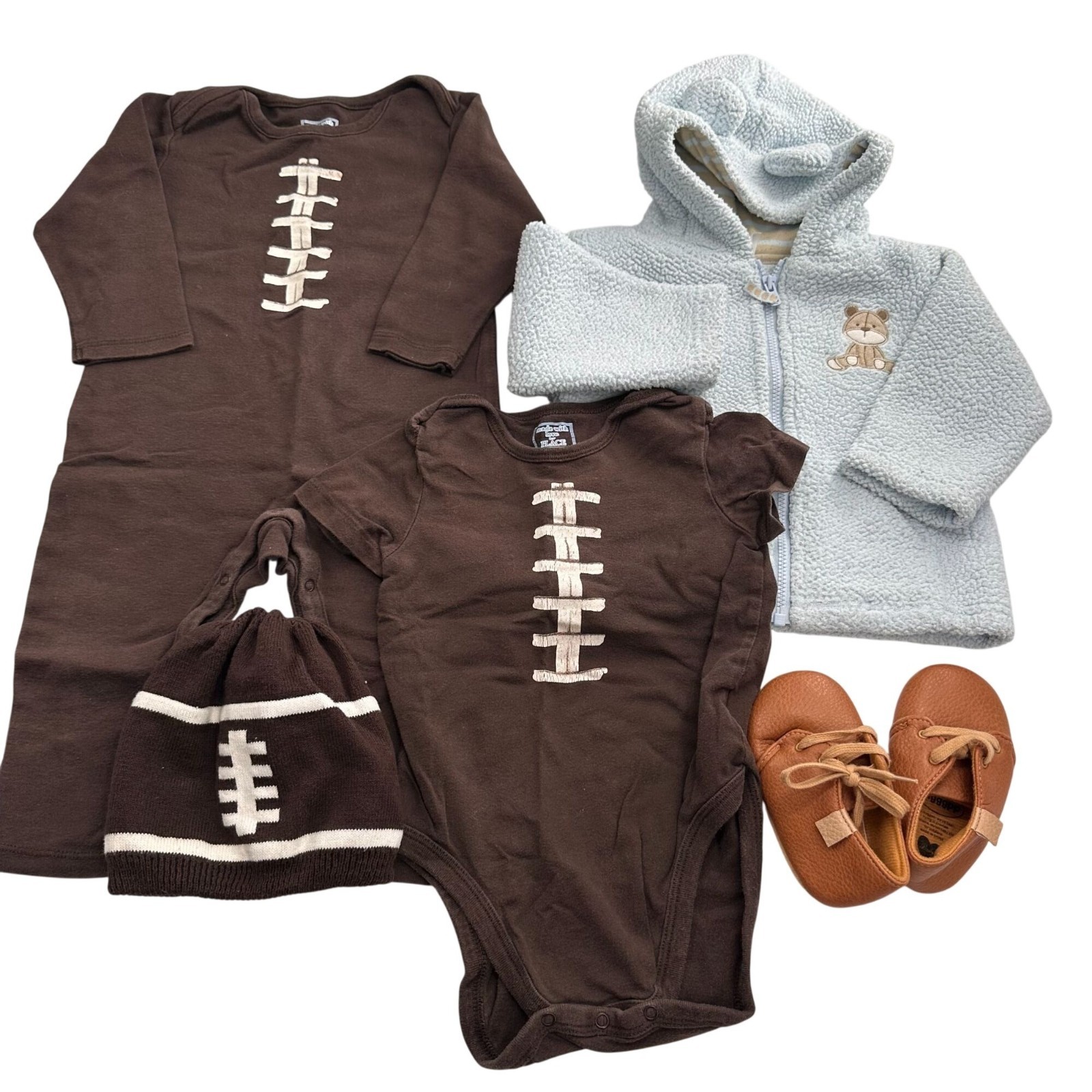 Football-Themed Baby Outfit Set Hat Romper One Piece Carters Hooded Jacket 12M
