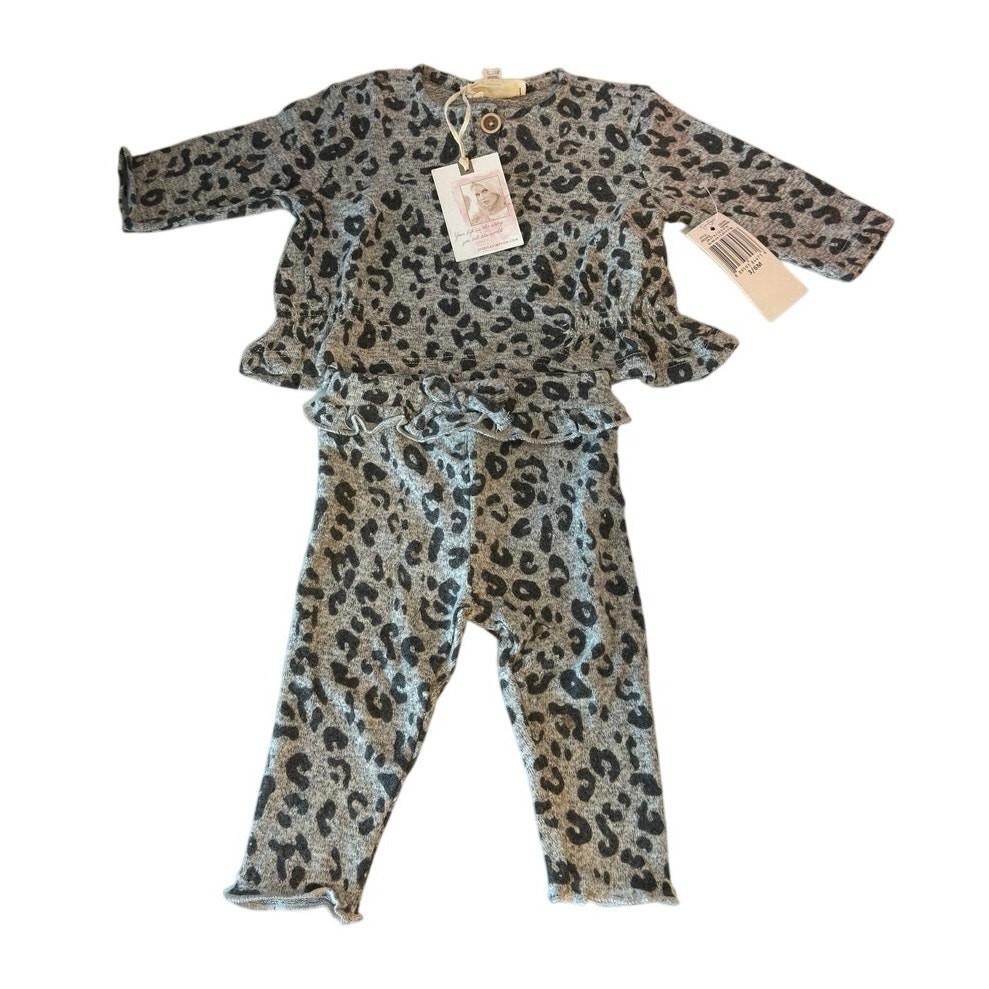 Jessica Simpson Baby Girl Leopard 2 Piece Set Outfit Size 3/6M Animal Print