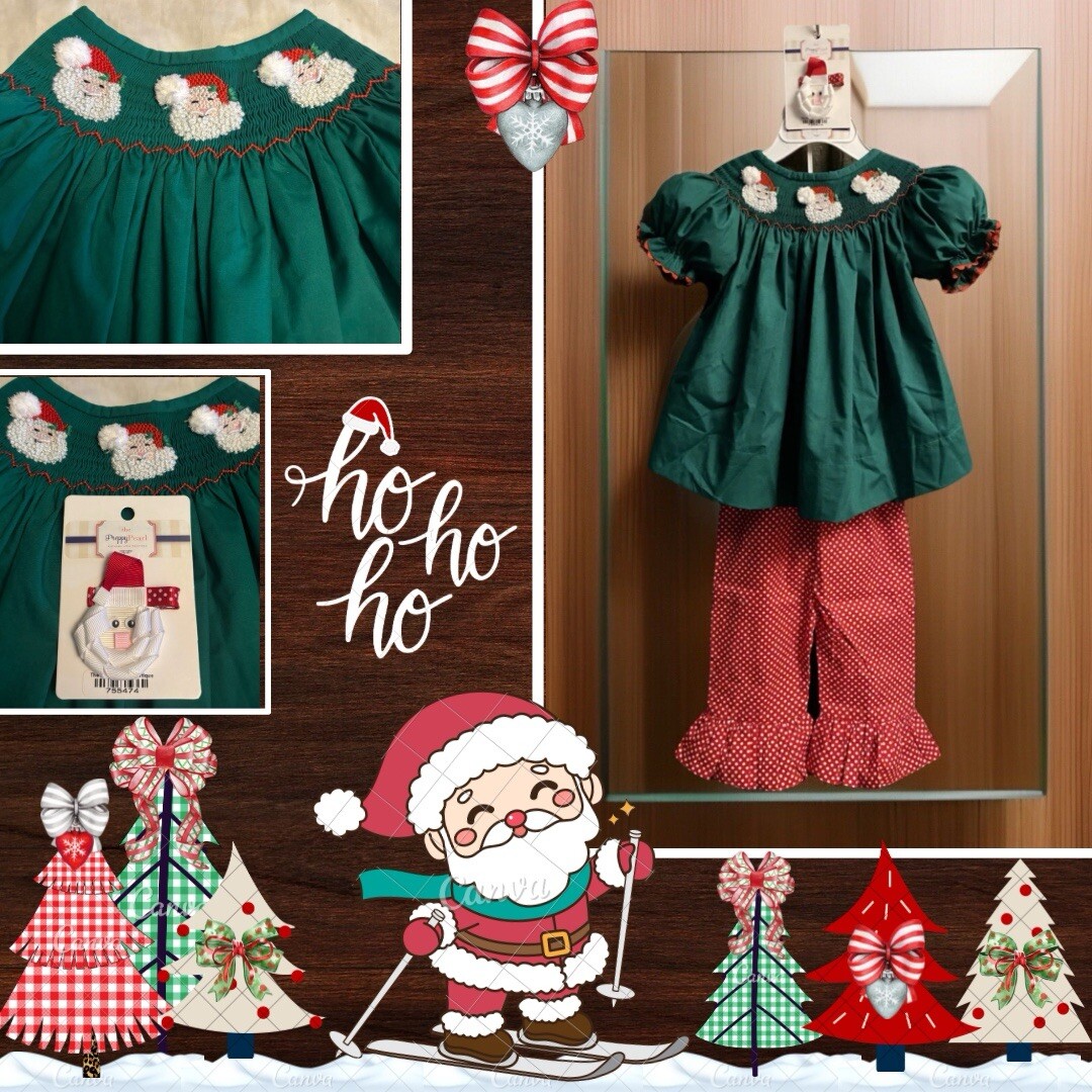 Girls NWT Addie & Hadlie By Smocked A Lot Smocked Pants Set & Top Free Bow 12 Mo