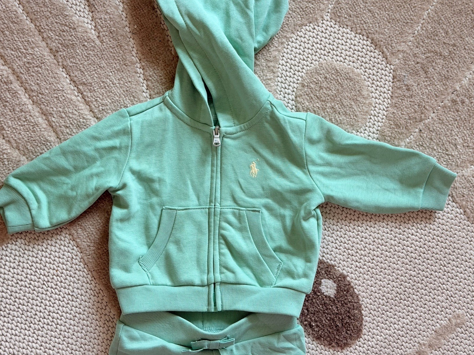 Unisex Baby Toddler Green Solid 2-Piece Set Hooded Zip Hoodie & Pants