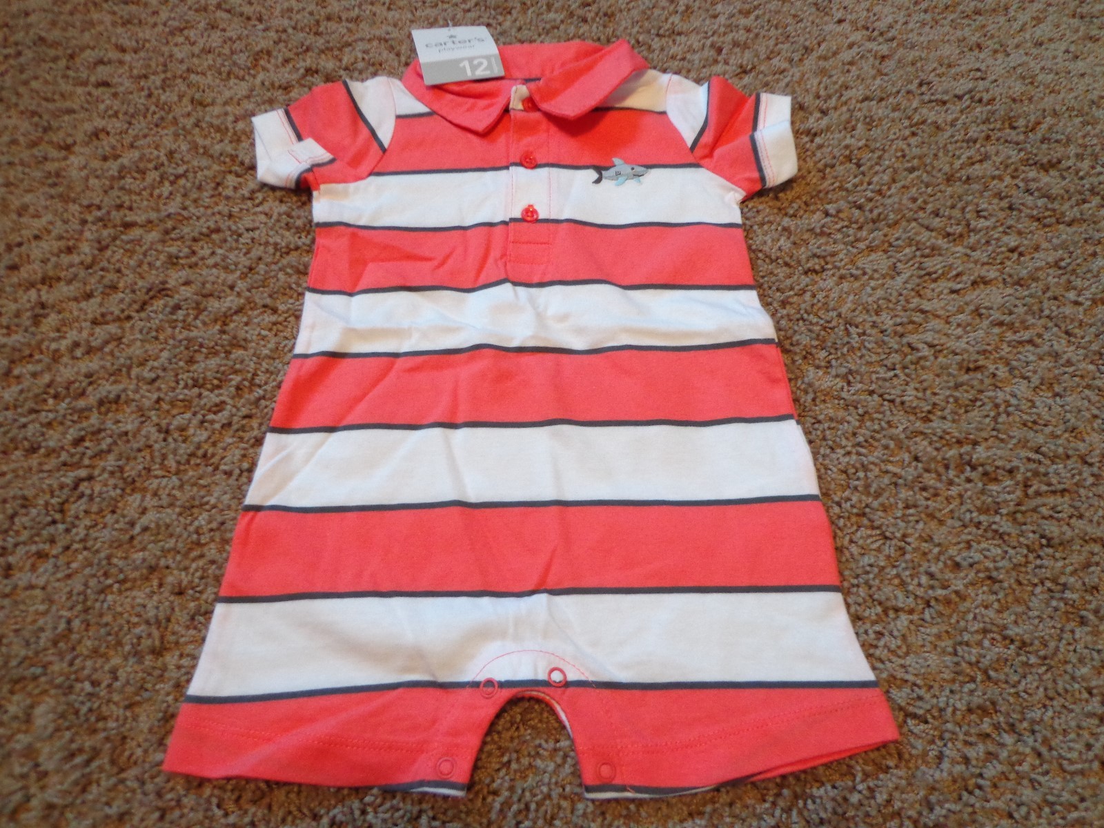 CARTER’S boy’s sz 12 months NWT cotton short sleeve outfits (2) shark & subs