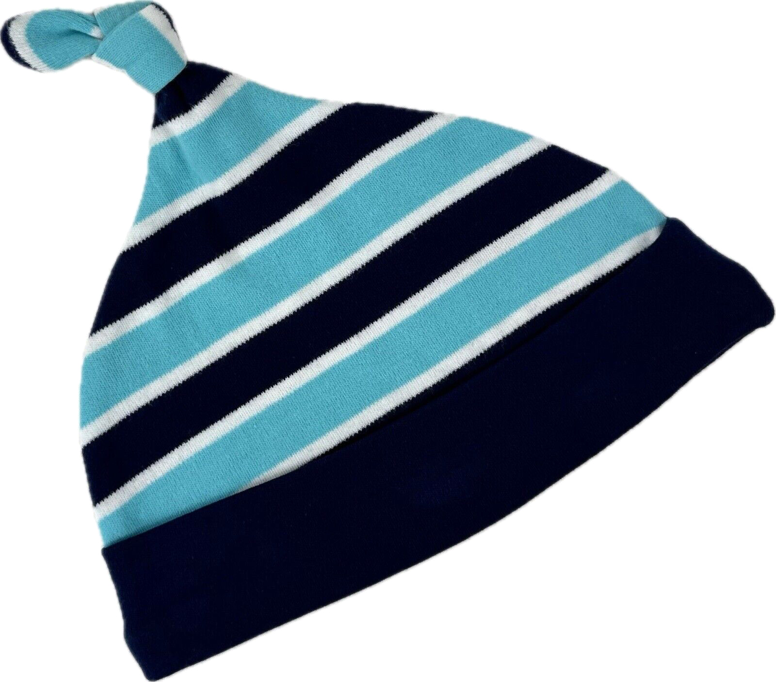 Offspring Baby 3 Pc Blue Cotton Short Sleeve Stripe T Shirt Cap Pants Set 3 MO