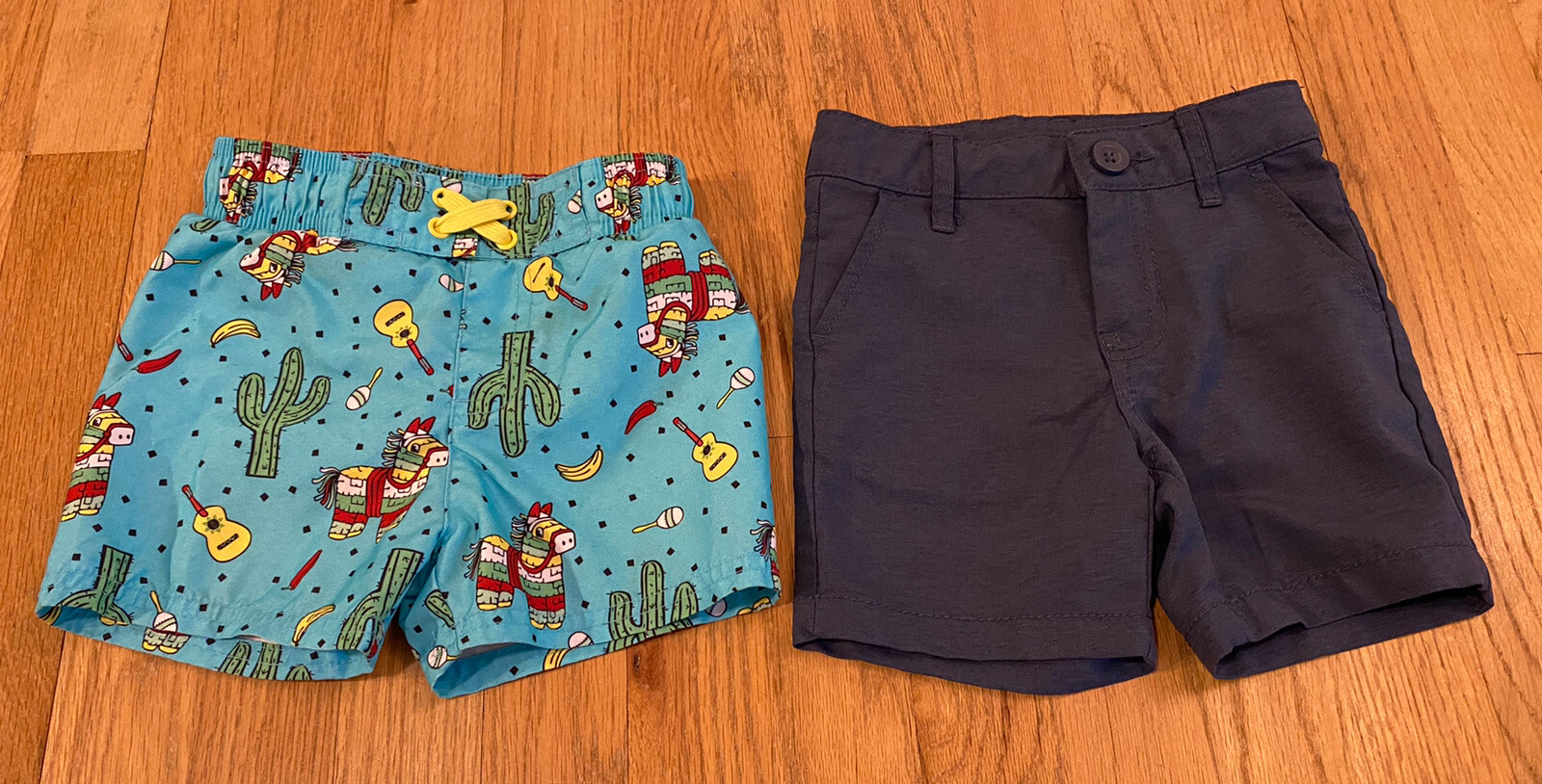 Baby Boys Shorts Lot Sz 18 Mos Swim Trunks & Casual Pair Blue Toddler EUC 2 Pcs