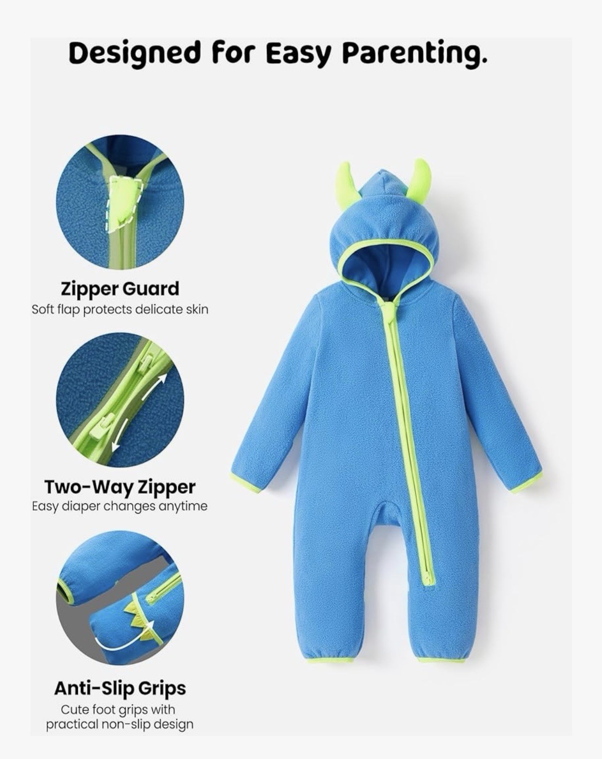 Baby Boy/, Lake Blue Warm Fleece Fabric, Convenient Zipper, Suitable For Casual
