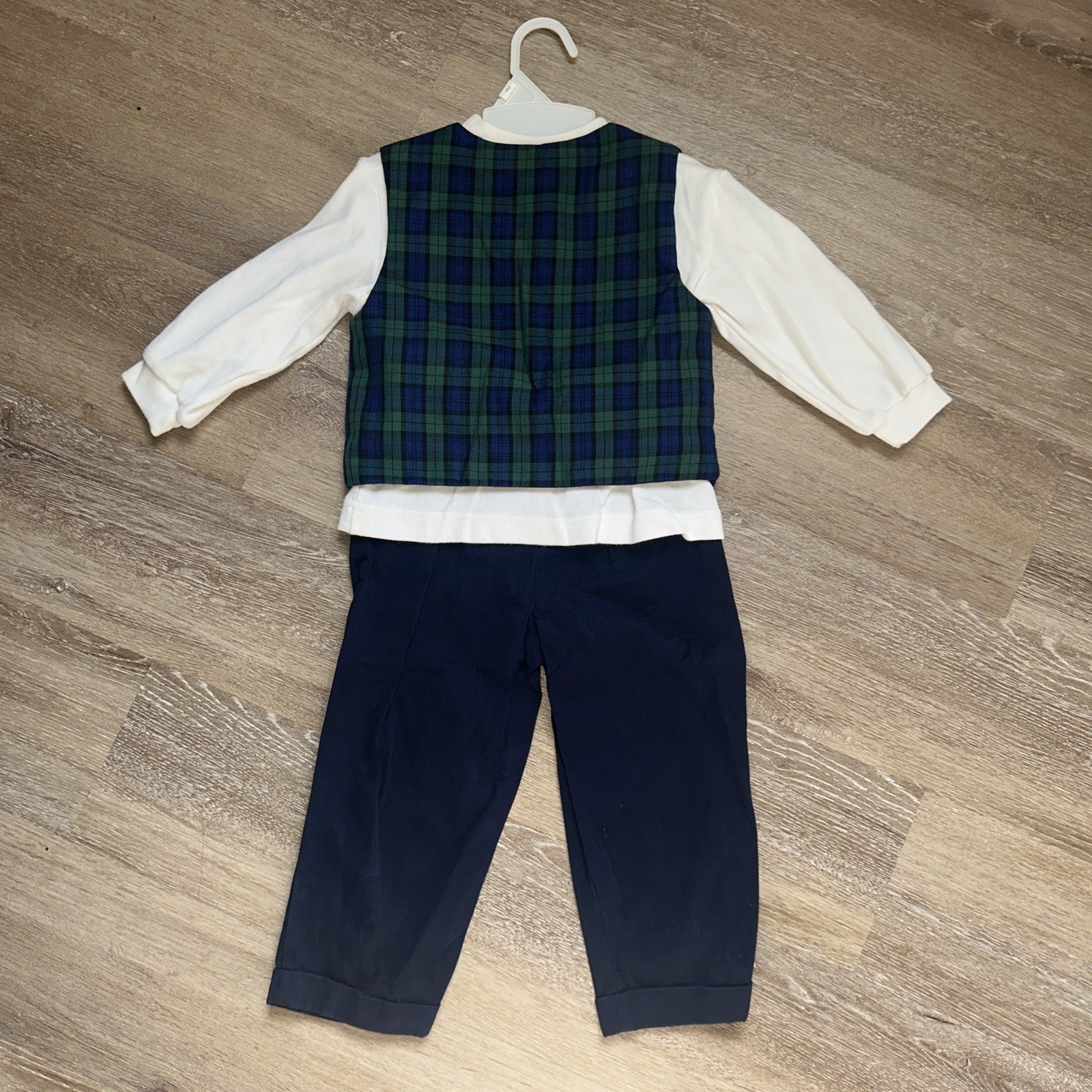 Vtg 90s Boy Christmas Holiday Outfit 24 Month Christmas 3 Pc Bear Mock Neck Vest