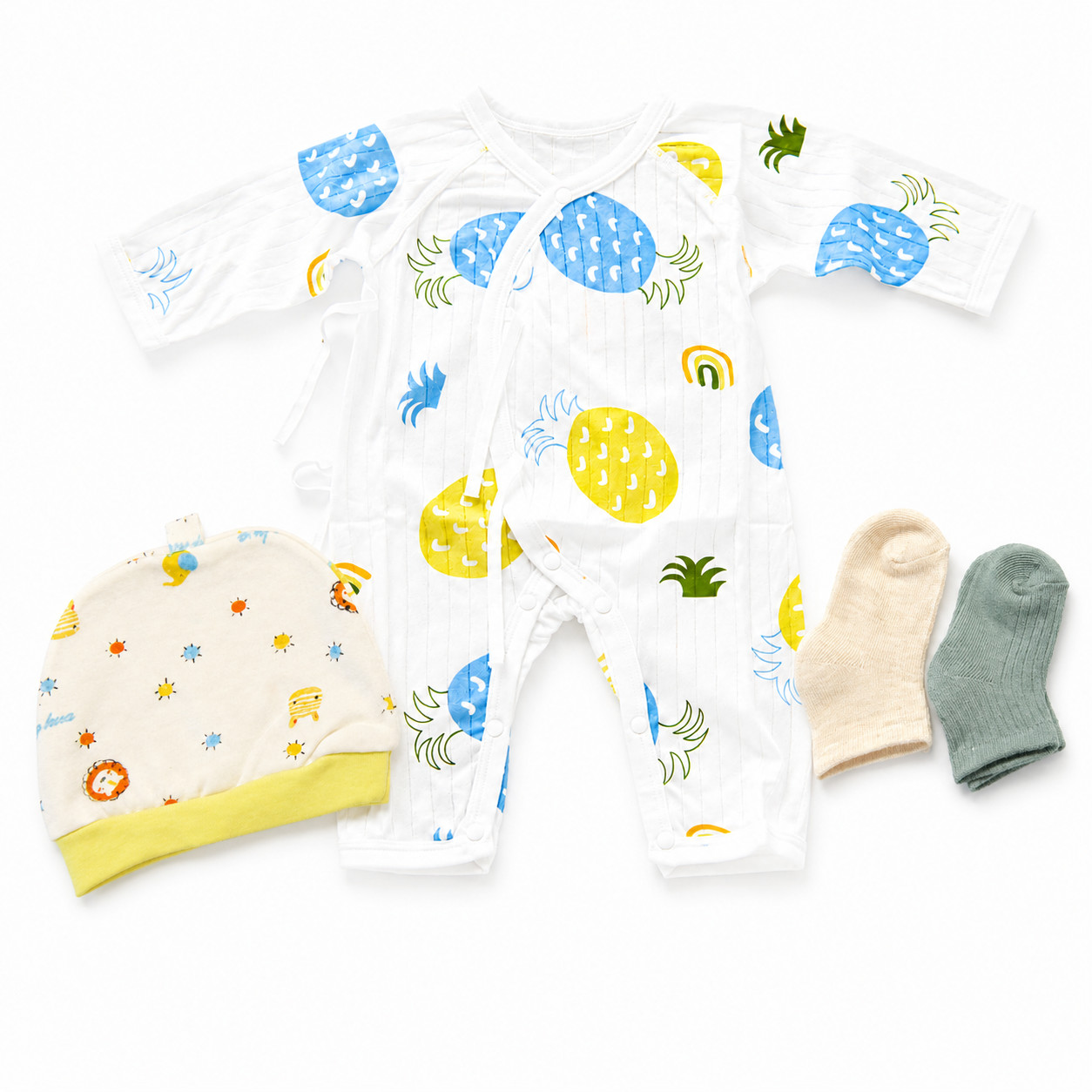 Newborn Baby 100% Cotton Romper Set Pineapple Print A Grade Unisex Size 52 59