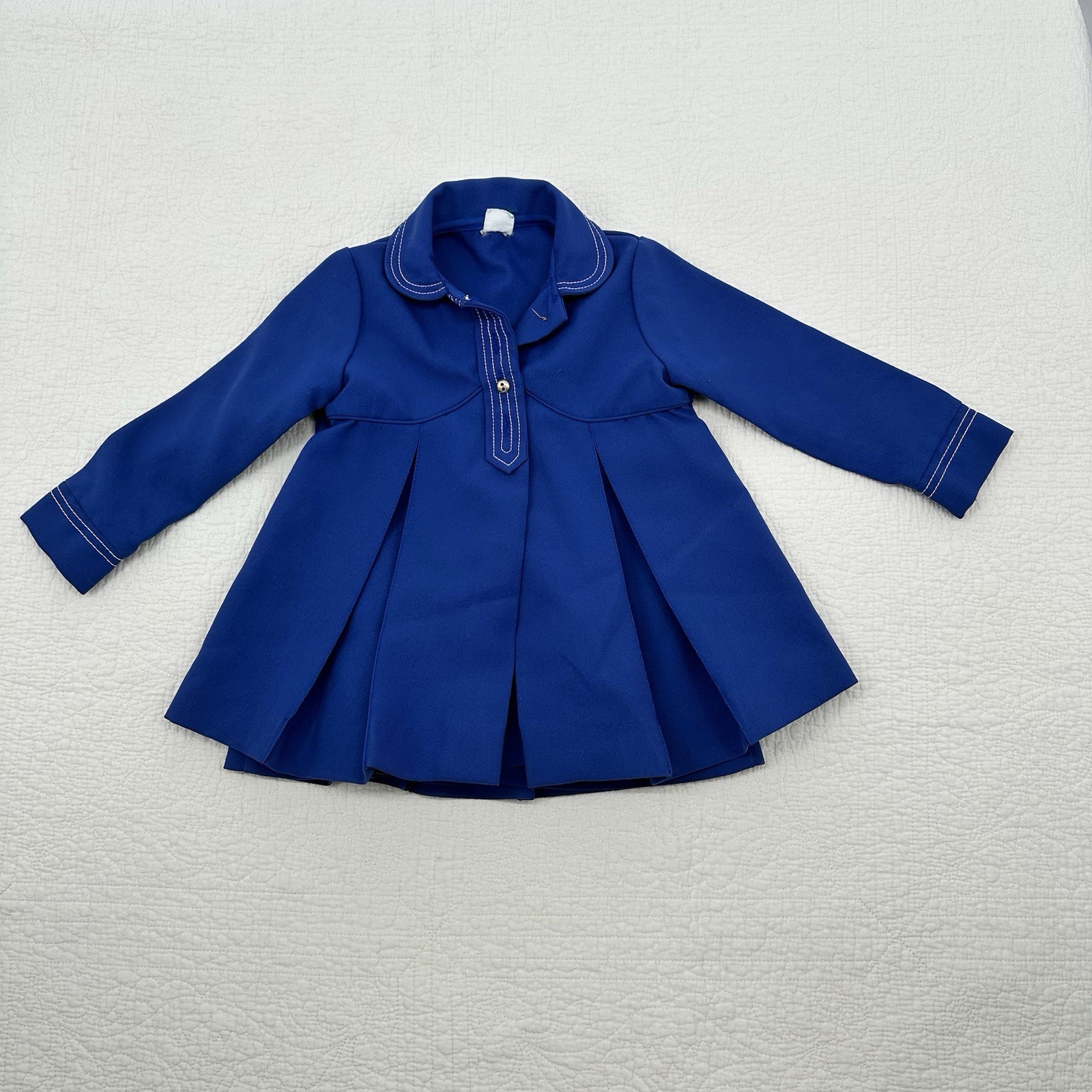 Girls 2 Pc Navy And White Dress And Jacket Size 4T Vintage M3 1970s