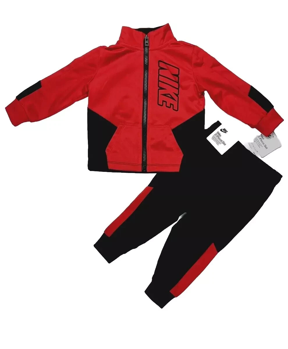 NEW Nike Infant Boys 2 Piece Jogging Set ~Tracksuit ~ Red, Black, Size 18 months
