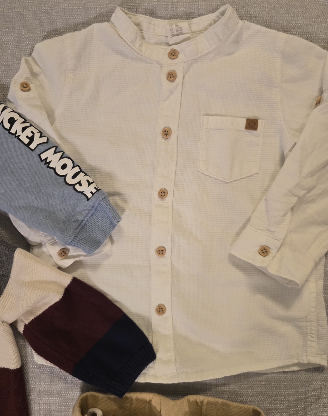 H&M Baby Boys 6-9M 4 Pc Mickey Mouse Cotton Knit Sweatshirt Sweater Shirt Pants