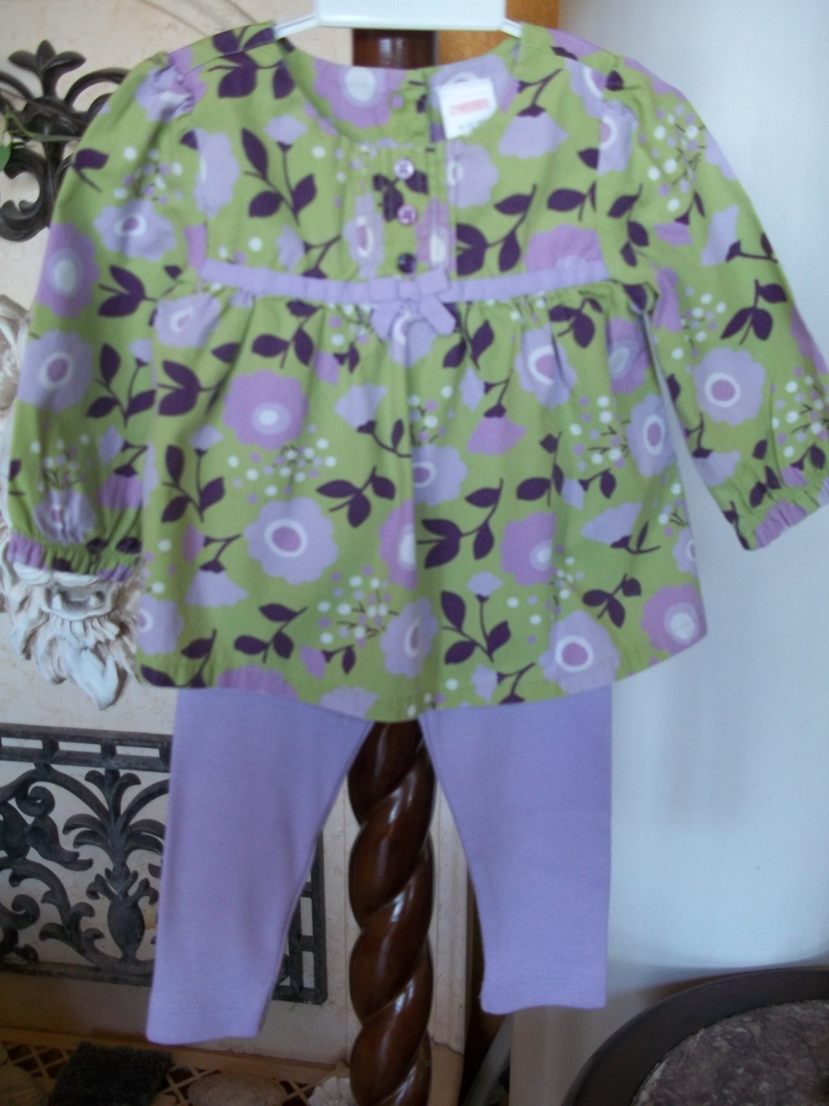 Gymboree 2013 Squirrel Cutie ls floral swing top blouse lavender leggings 6-12