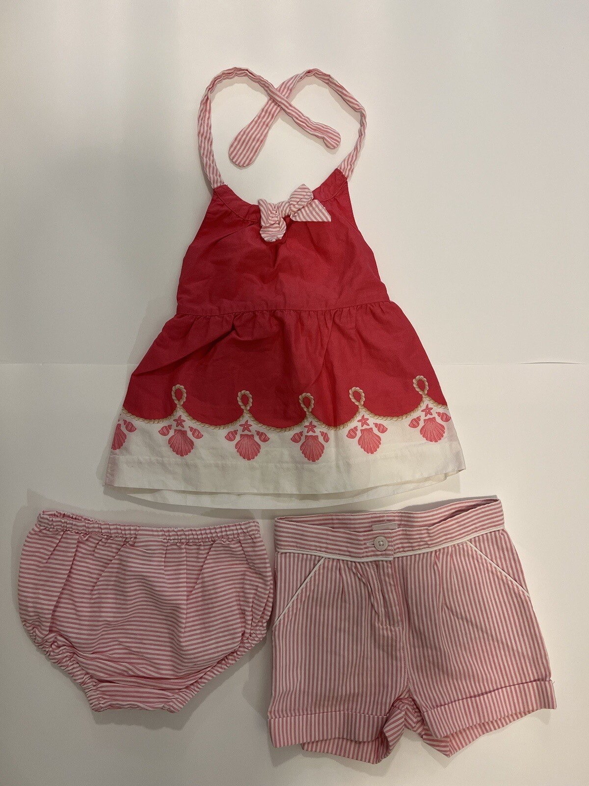 Janie and Jack Pink Seashell Girl Top / Shorts Outfit Set Size 18 -24 mos
