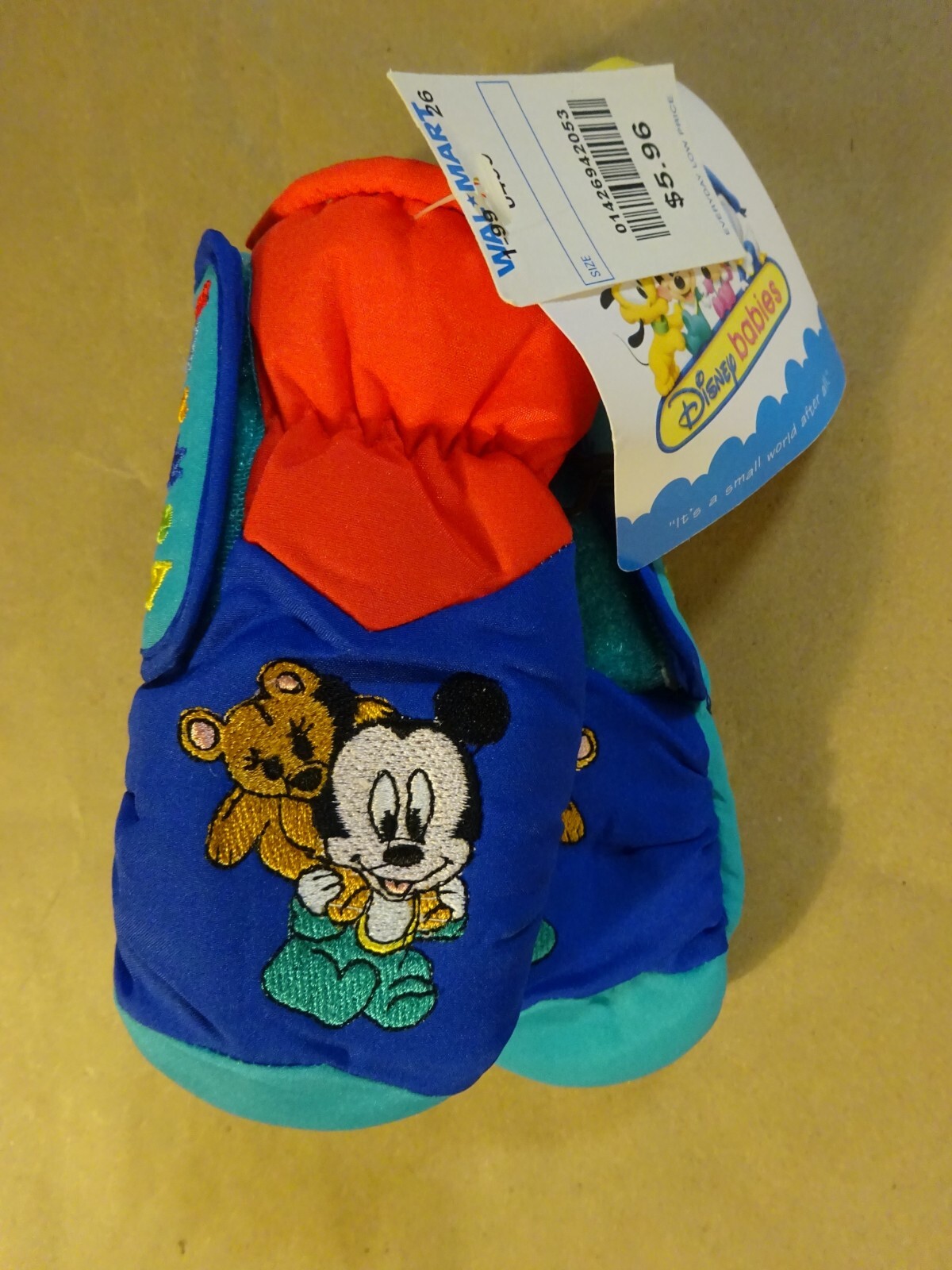 Vintage Mickey Mouse Disney Babies Mittens Toddler Gloves Embroidered with Tags