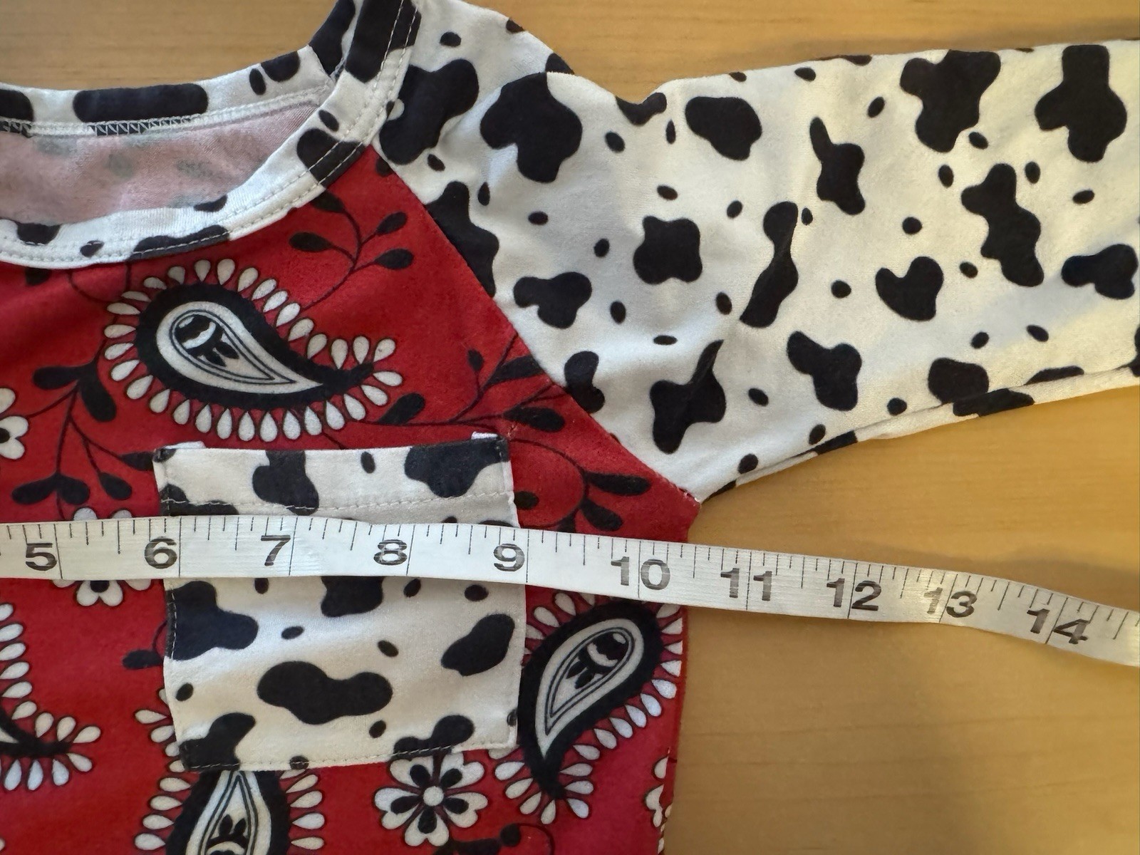 Two Piece Girls Red Paisley & Cow Print Western Size 12-18M