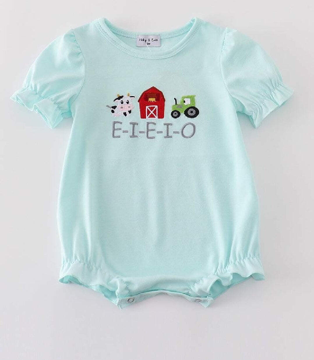 Girl’s Boutique Red Farm E-I-E-I-O Applique Checkered Embroidered Embroidery Rom
