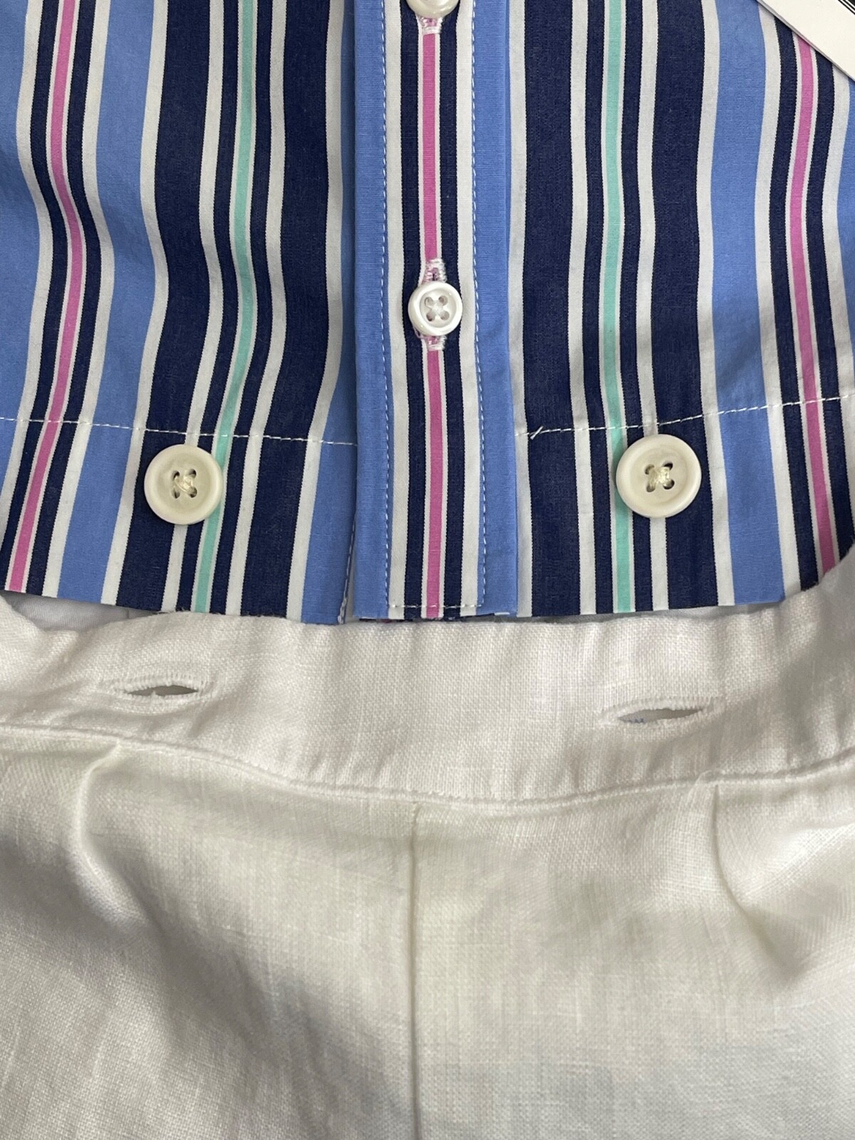 Ralph Lauren Baby Boy Striped Shirt and Linen Short Size 3M Retail $95