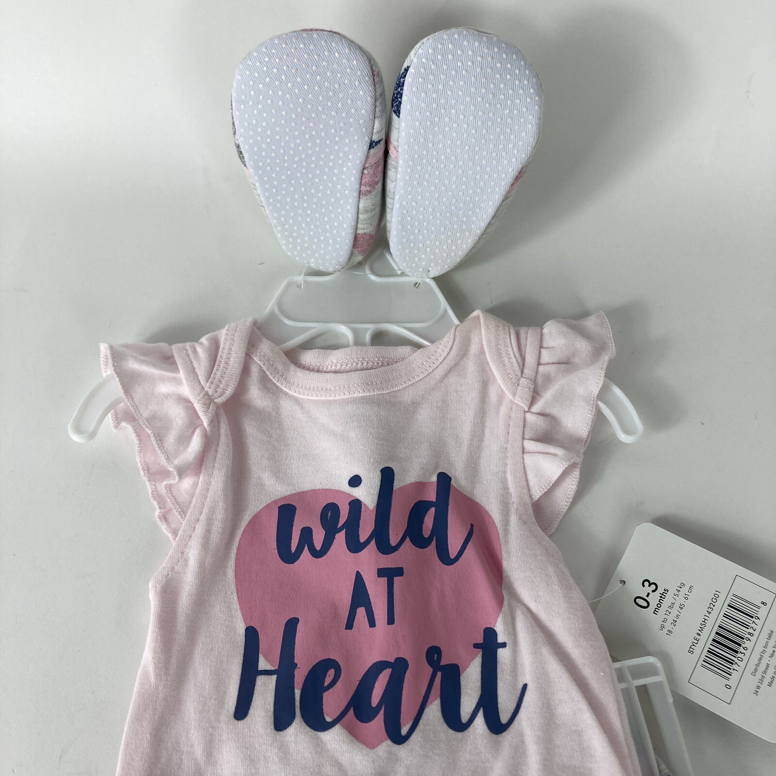 Bon Bebe Baby Girls 3 Piece Bodysuit Shorts Shoes Wild At Heart 0-3 Months New