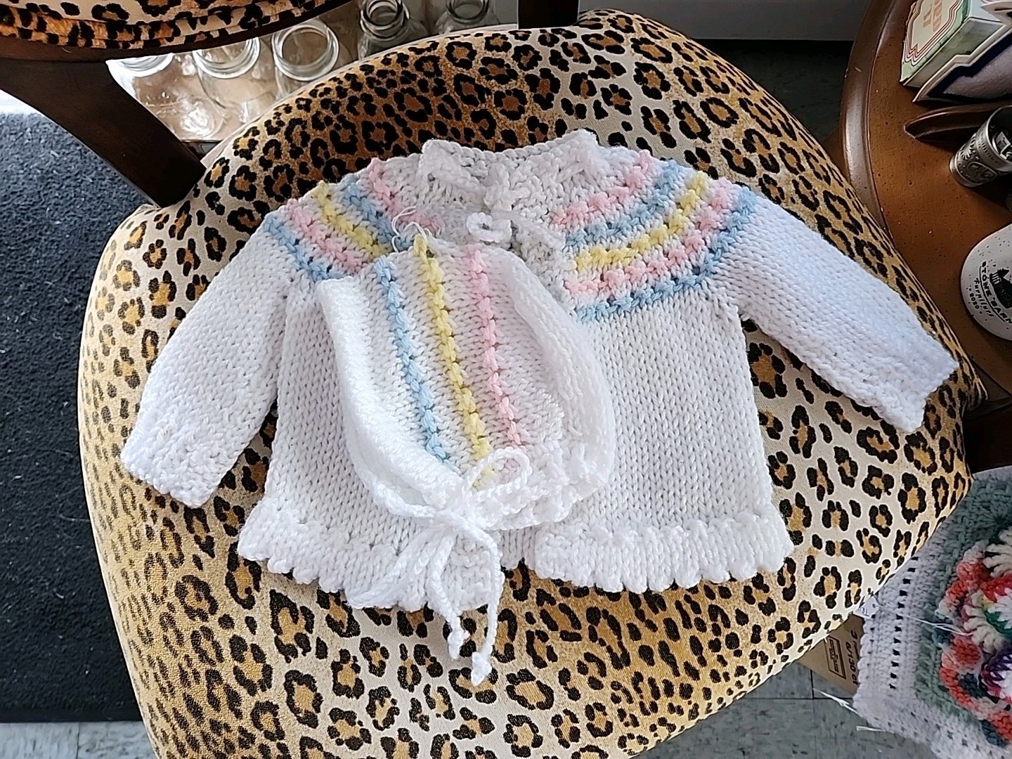 Layette Handmade White Pink Blue Yellow 6-9 mths