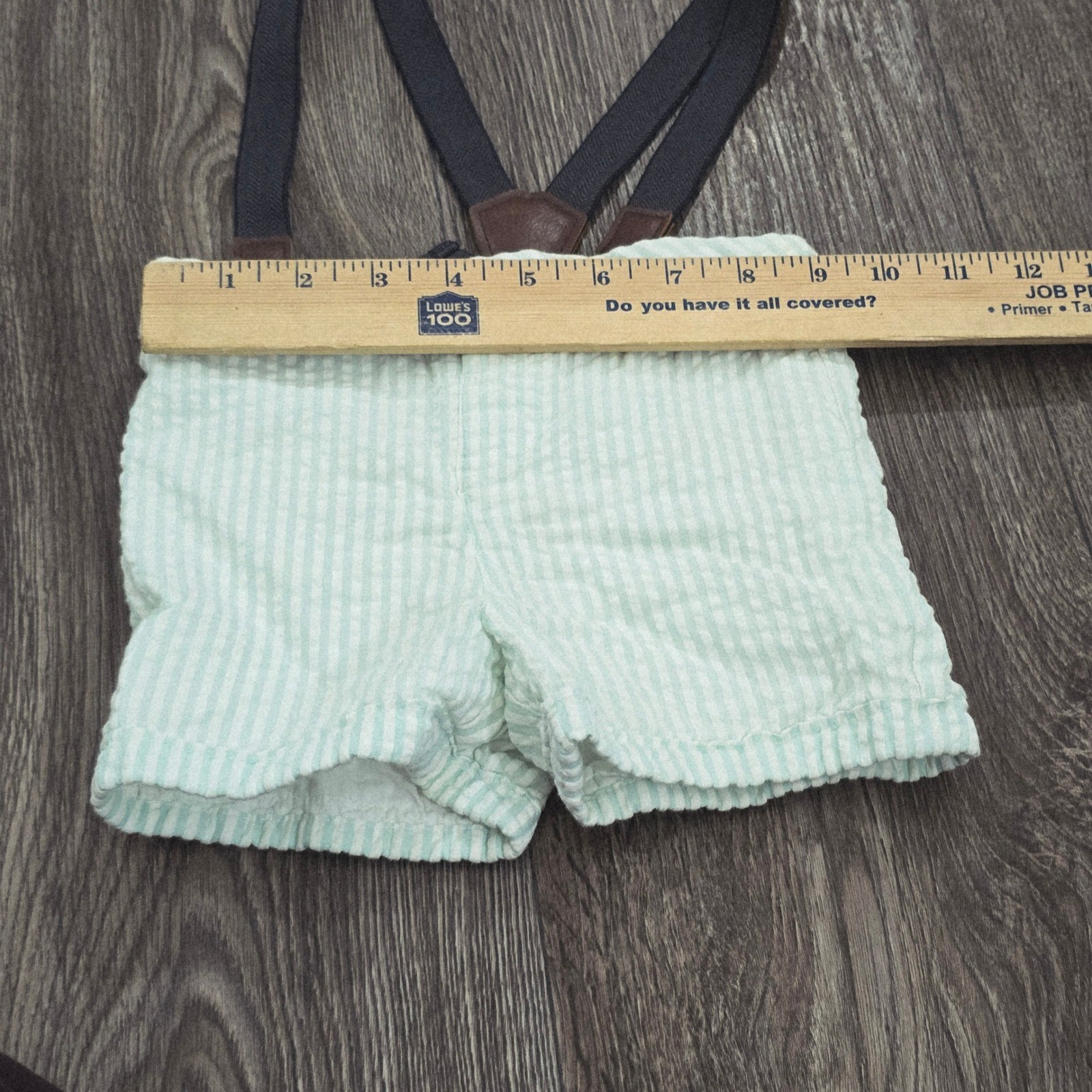 Tommy Bahama Baby Boy 12M Seersucker Shorts Suspenders Hat Bunny Shirt Set 3pc