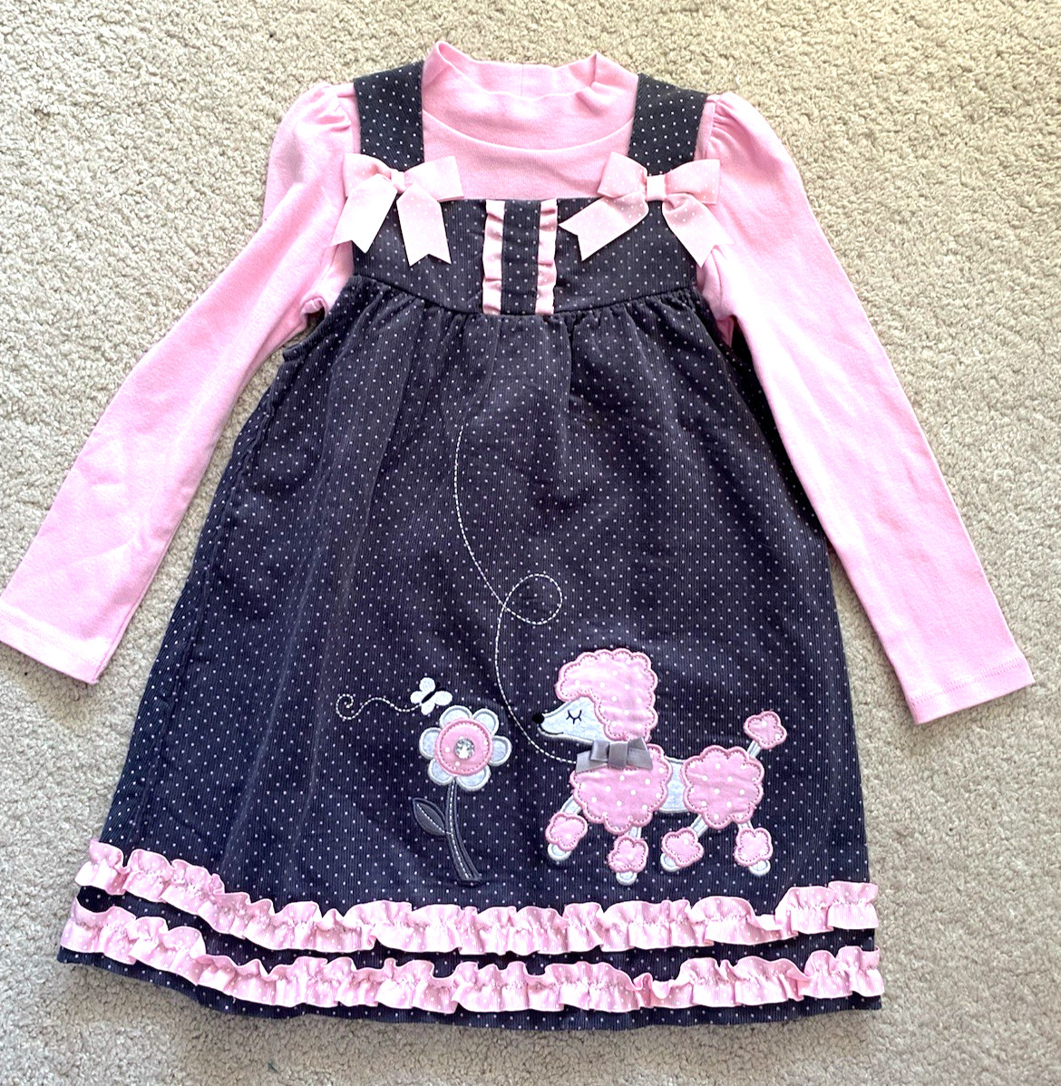 Wonderkids Toddler Girls Pink Poodle Dress & Shirt Outfit Size 4T New