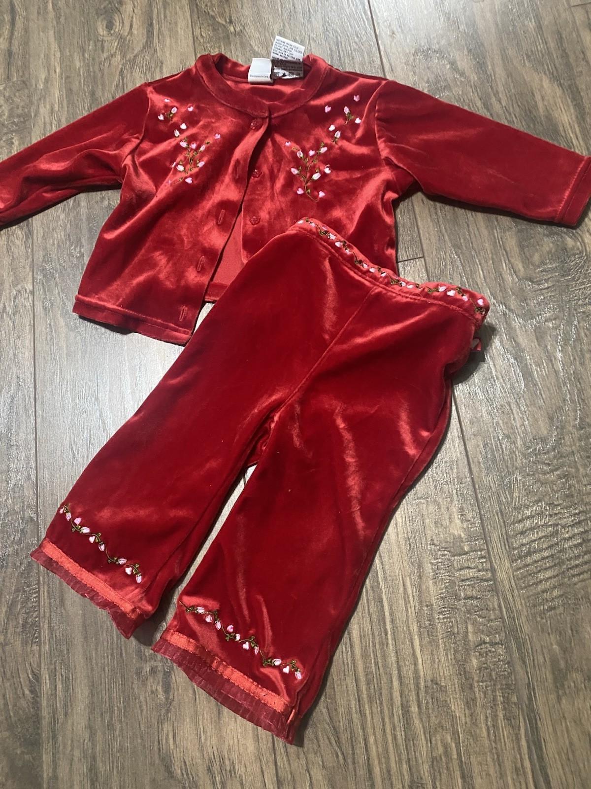 McKids Vintage Red Velvet 2 Piece Girls Size 12 Months Christmas Valentine Rare