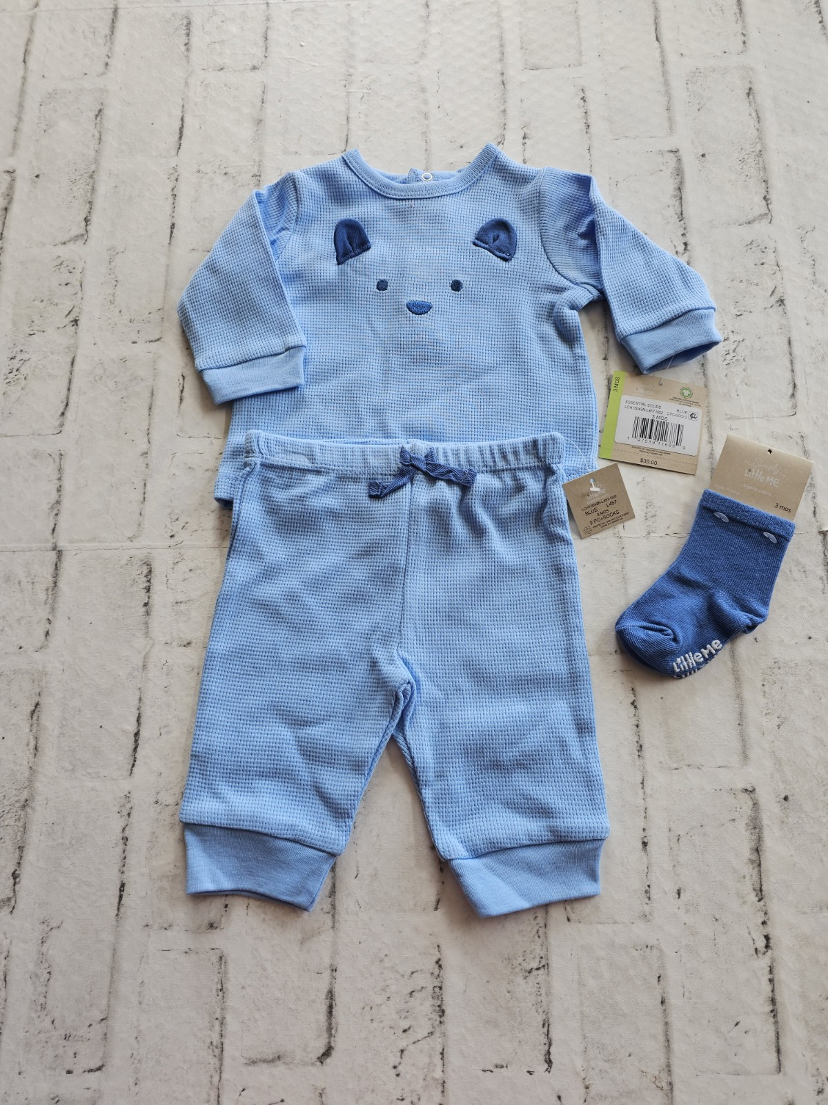 Baby Boy 3 Mo. Simply Little Me Organic Cotton Essential Solid In Blue-NWT
