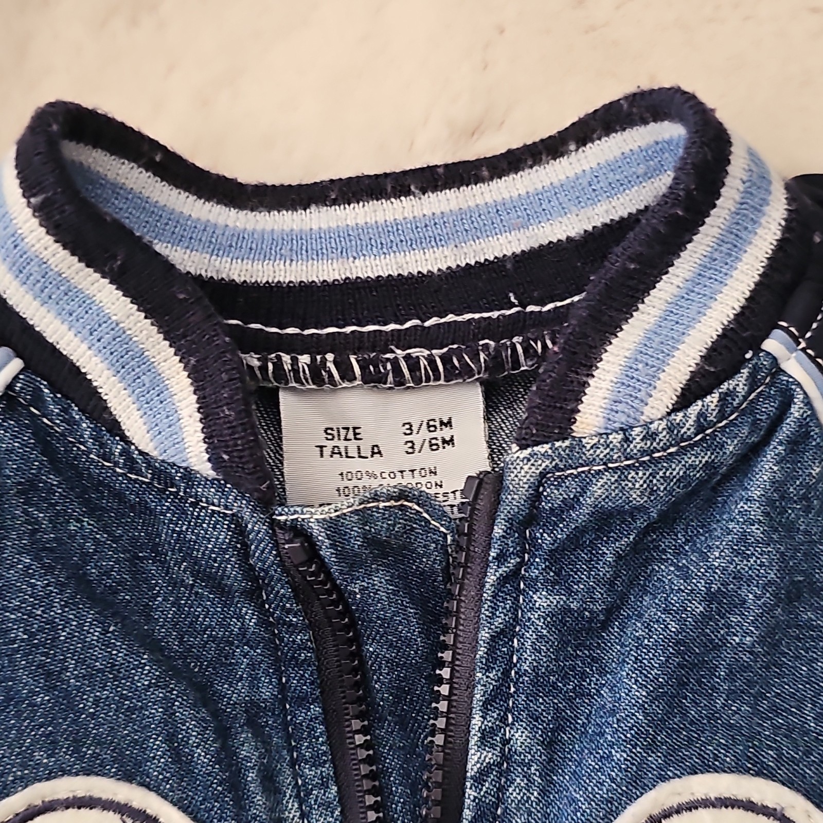 Vintage Baby Denim Jacket & Pants 2-Piece Set Blue/Navy 3-6 Months Cotton Zip