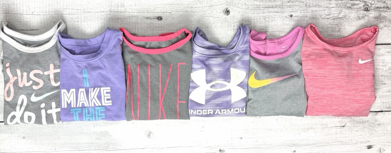 Nike & Under Armour Baby Girls 12-18M Lot Of 6 Graphic Shirts 0243