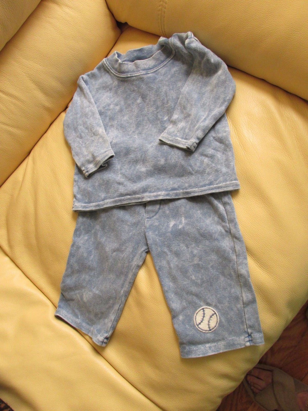 BABY BOYS INFANTS – 6 MONTHS – Two Piece Pants/Top with Baseball Logo – Blue