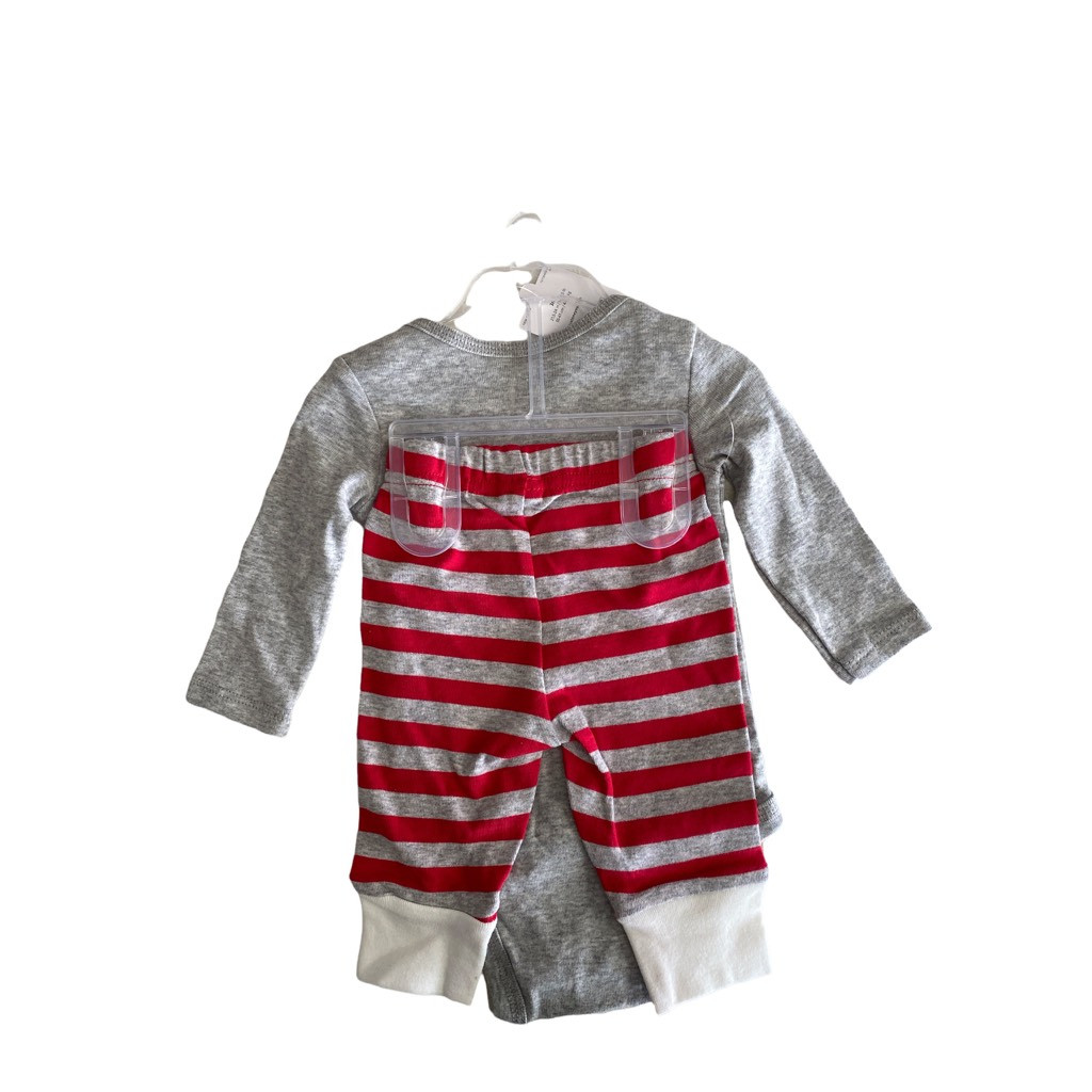 Just One You Santa Claus Baby 2-Piece Pants Set Gray Striped Christmas Size 3M